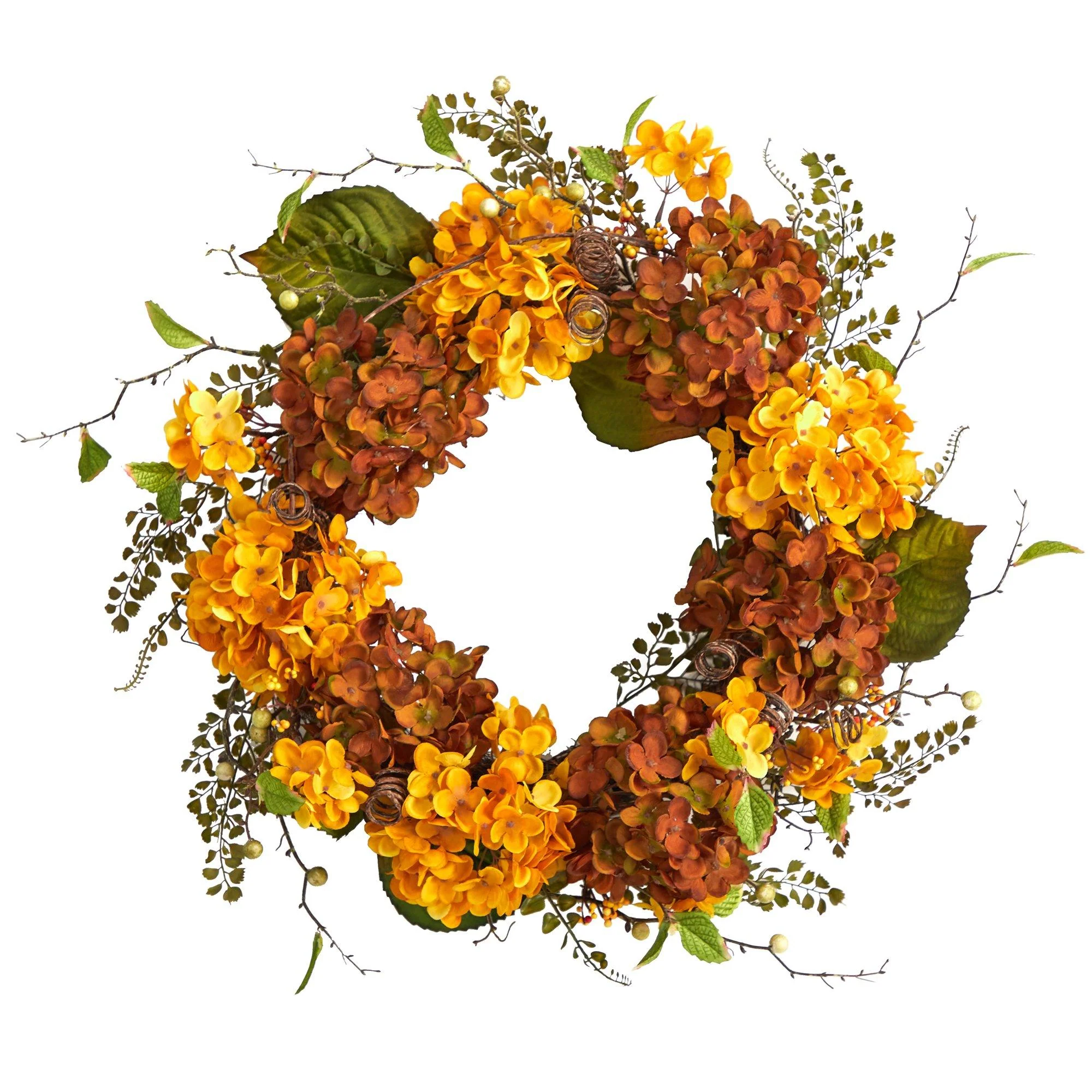 24” Fall Hydrangea Artificial Autumn Wreath - Image 6