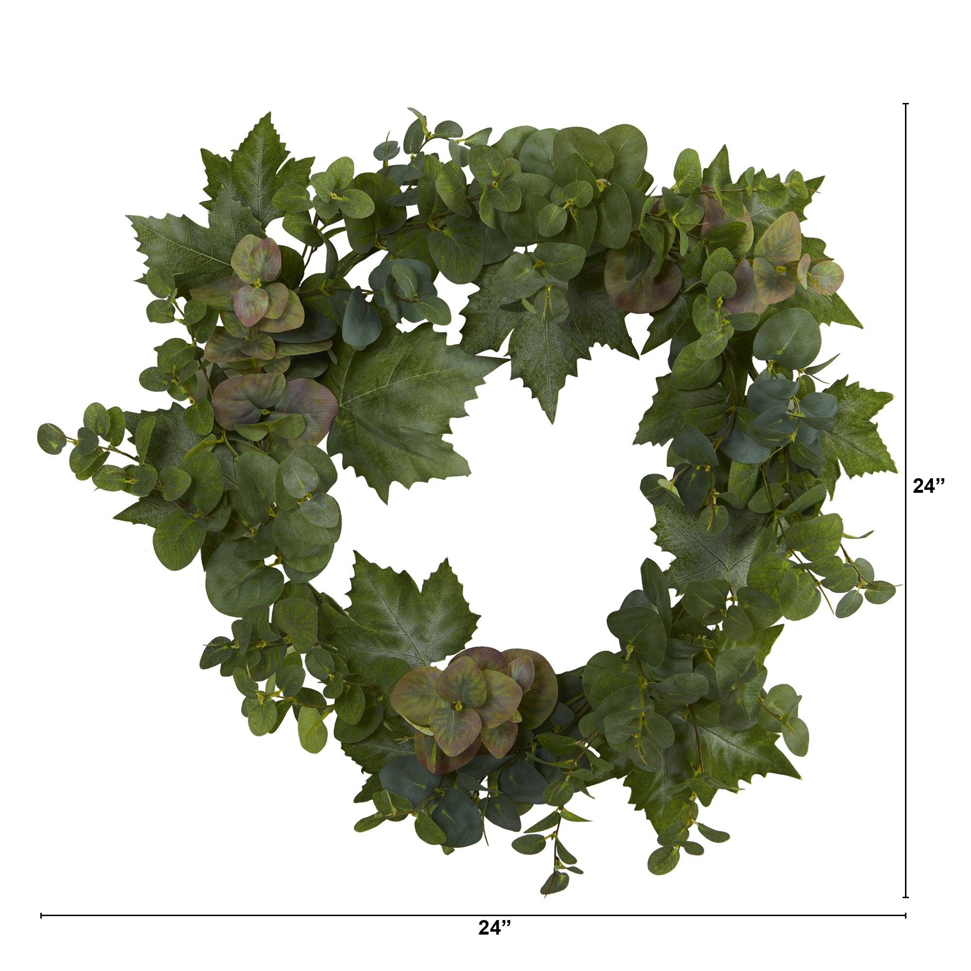 24” Grape Leaf and Eucalyptus Artificial Wreath - Image 2