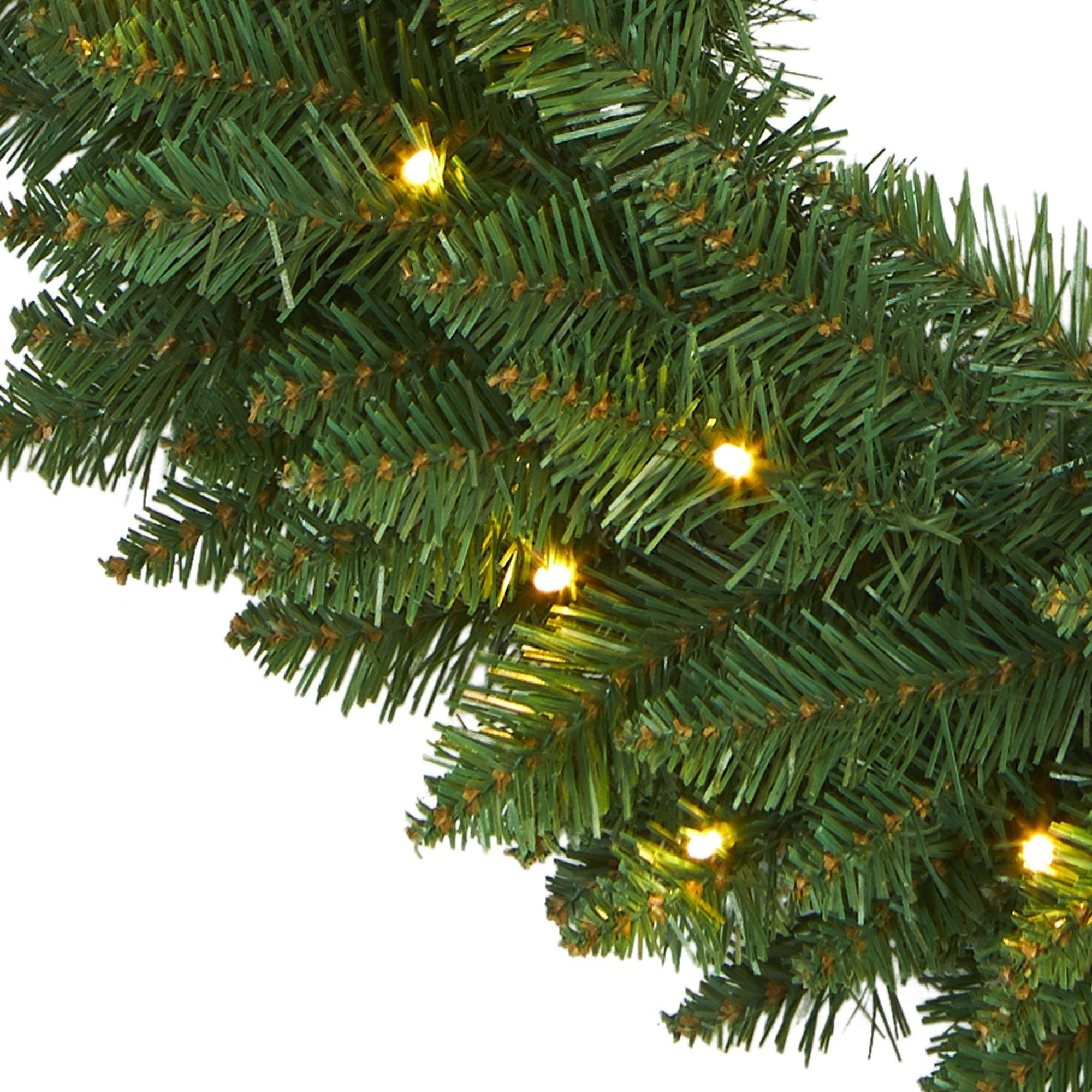 24” Green Pine Artificial Christmas Wreath with 35 Clear LED Lights - Image 2