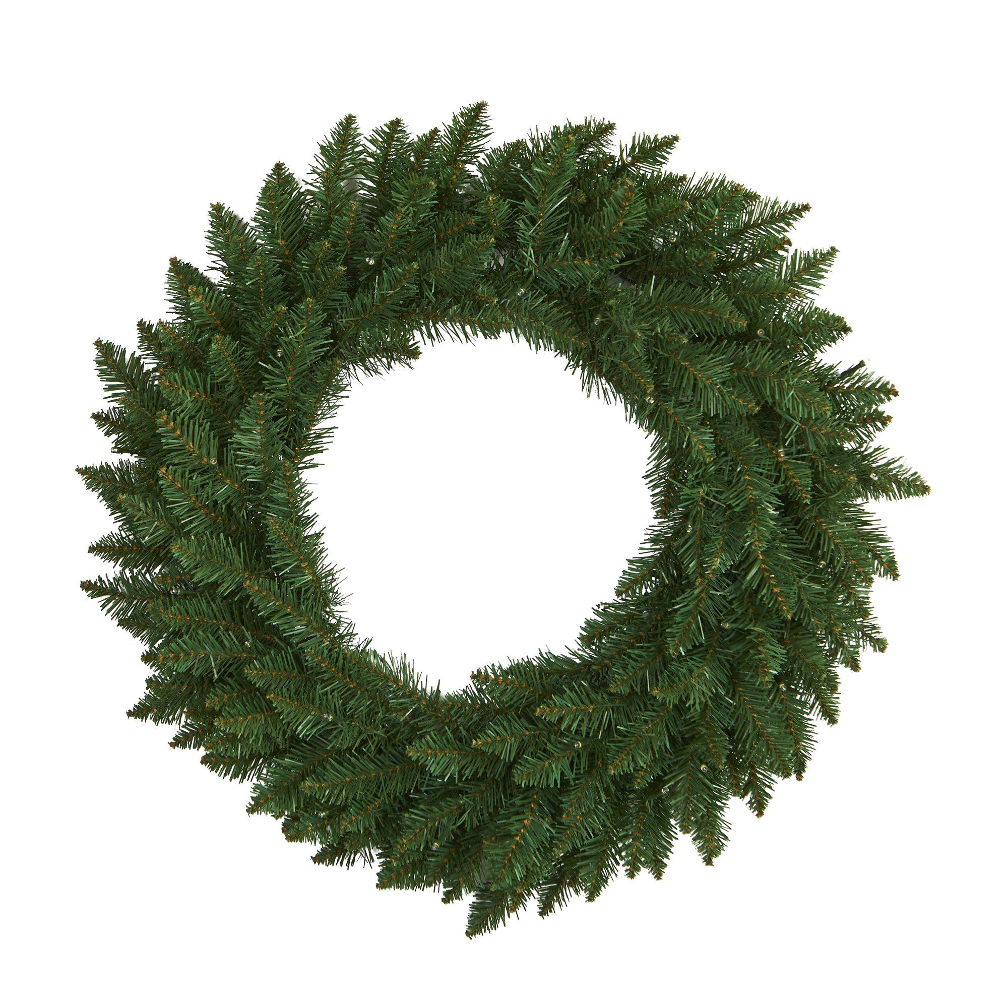 24” Green Pine Artificial Christmas Wreath with 35 Clear LED Lights - Image 5