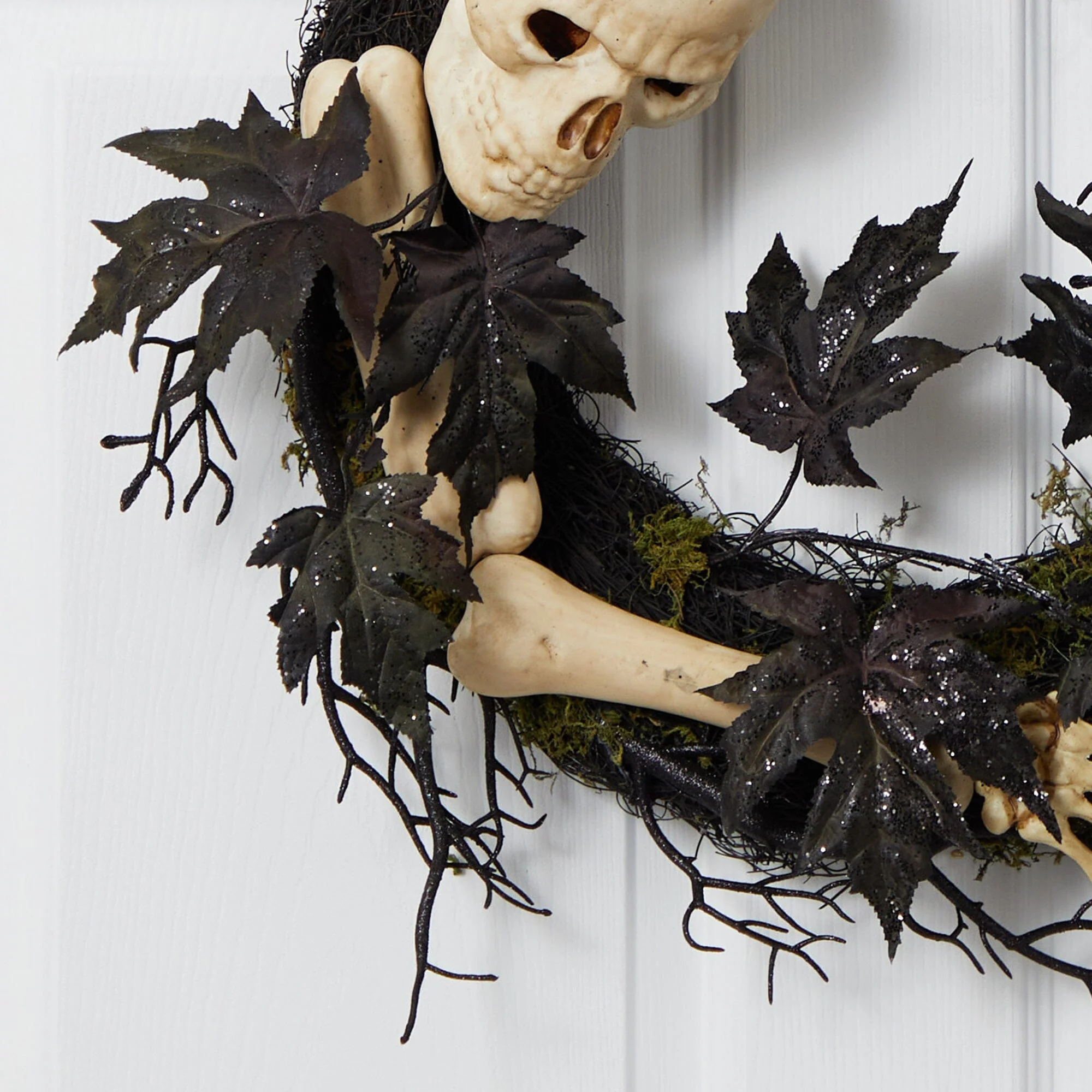 24" Halloween Skull and Bones Wreath - Image 2