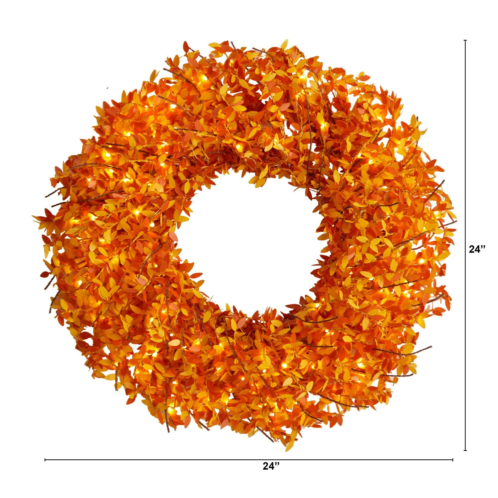 24” Harvest Fall Pre-Lit Wreath with 100 Micro Dot LED lightss - Image 2