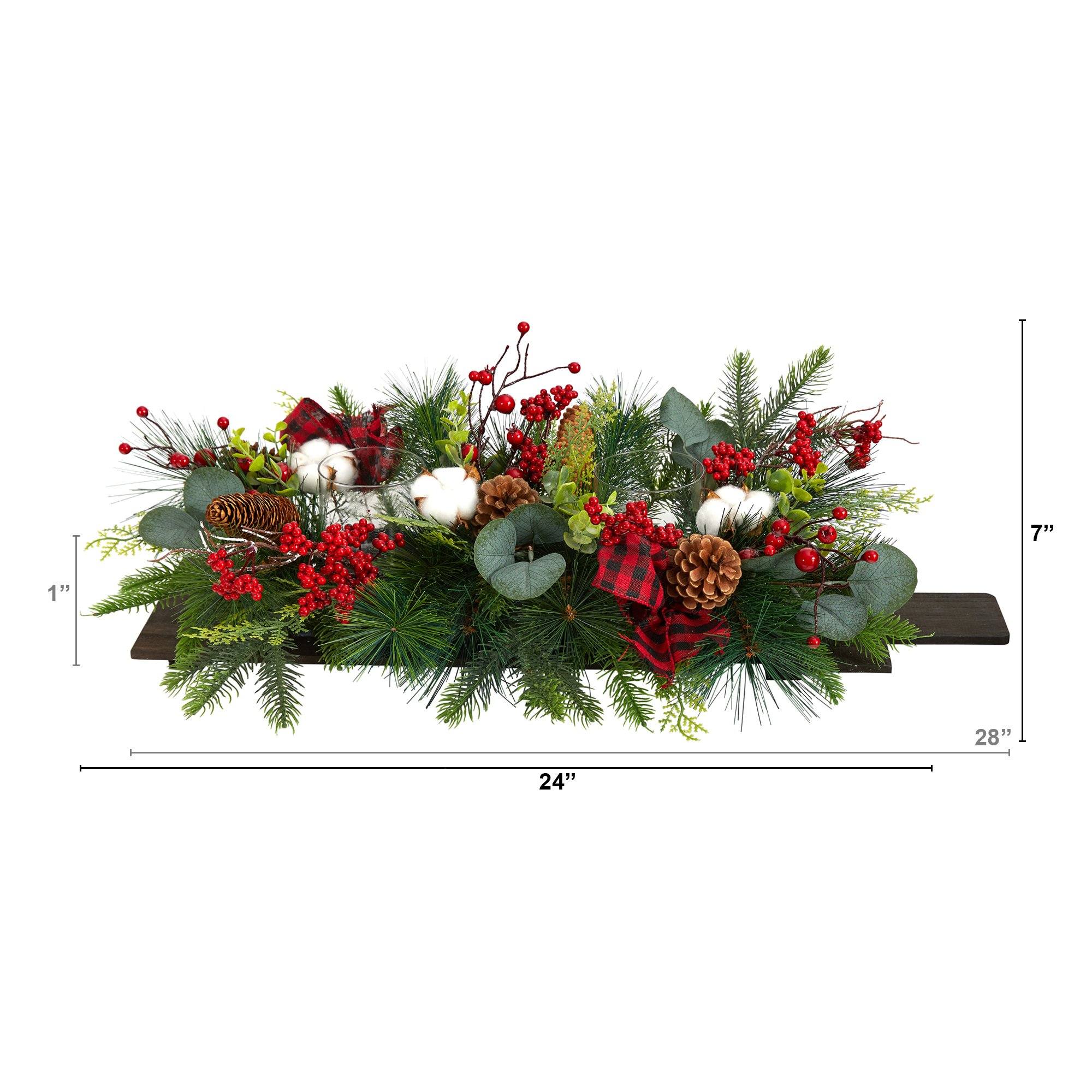 24” Holiday Berries, Pinecones and Eucalyptus Cutting Board Wall Décor or Table Arrangement - Image 2