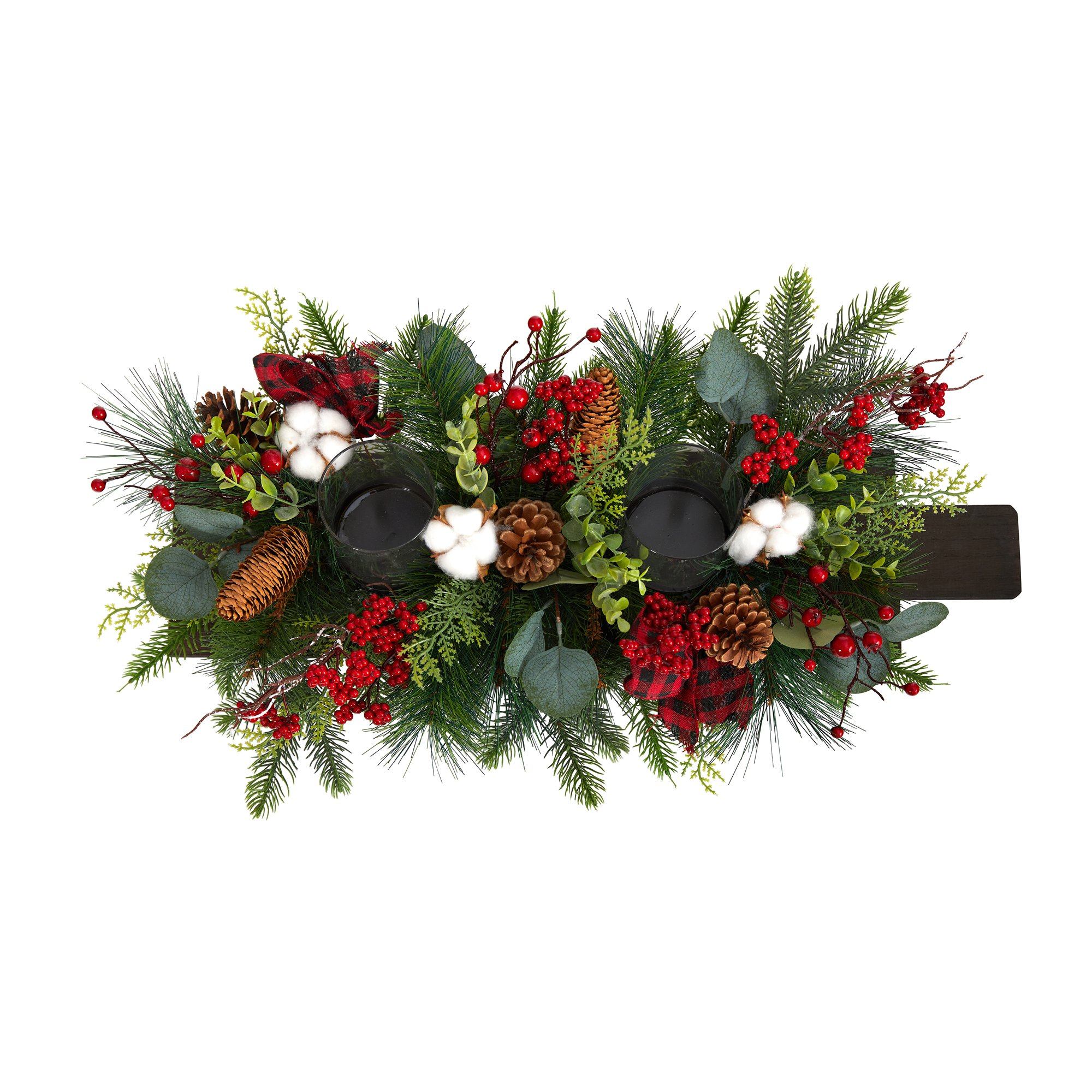 24” Holiday Berries, Pinecones and Eucalyptus Cutting Board Wall Décor or Table Arrangement - Image 3