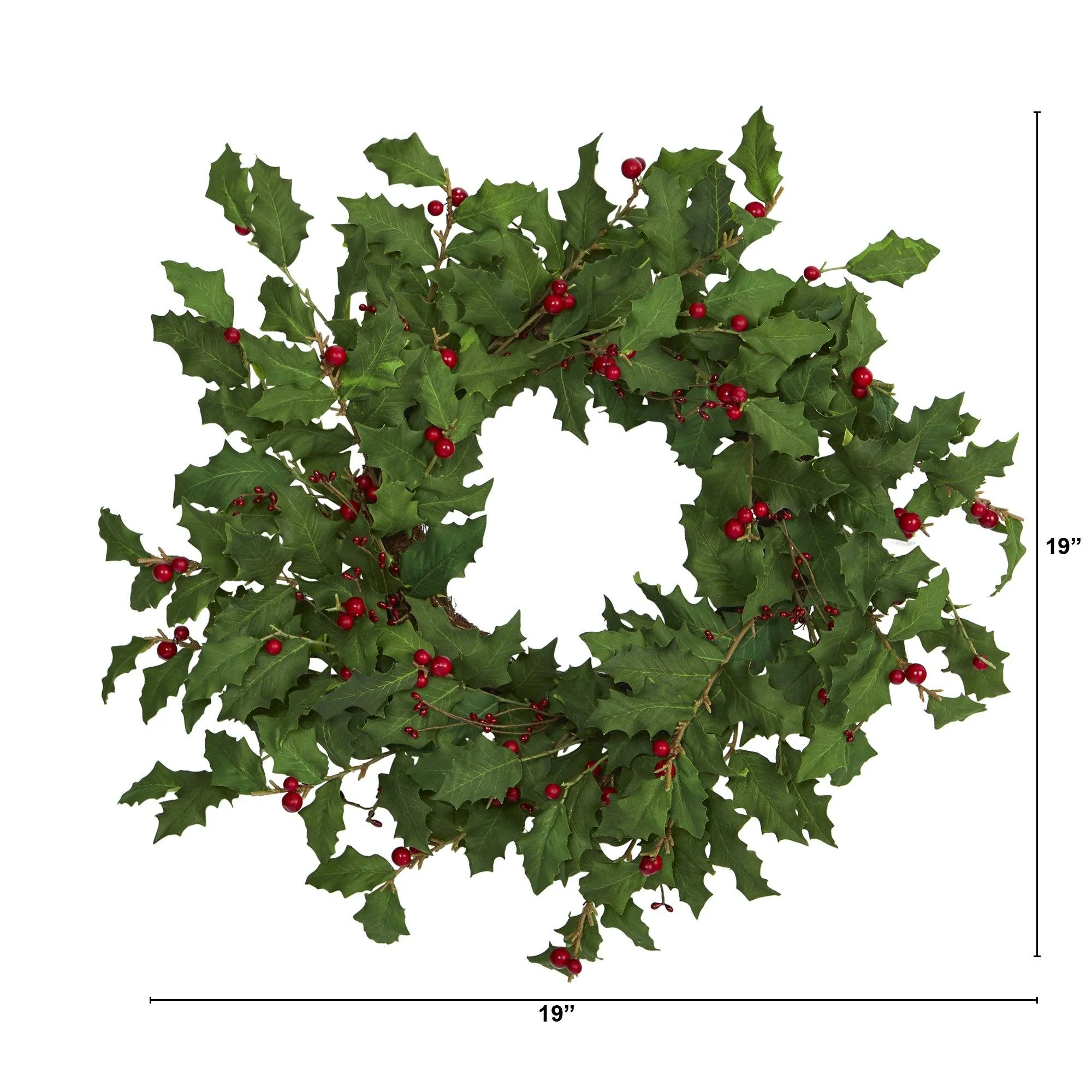 24” Holly Berry Artificial Wreath - Image 2