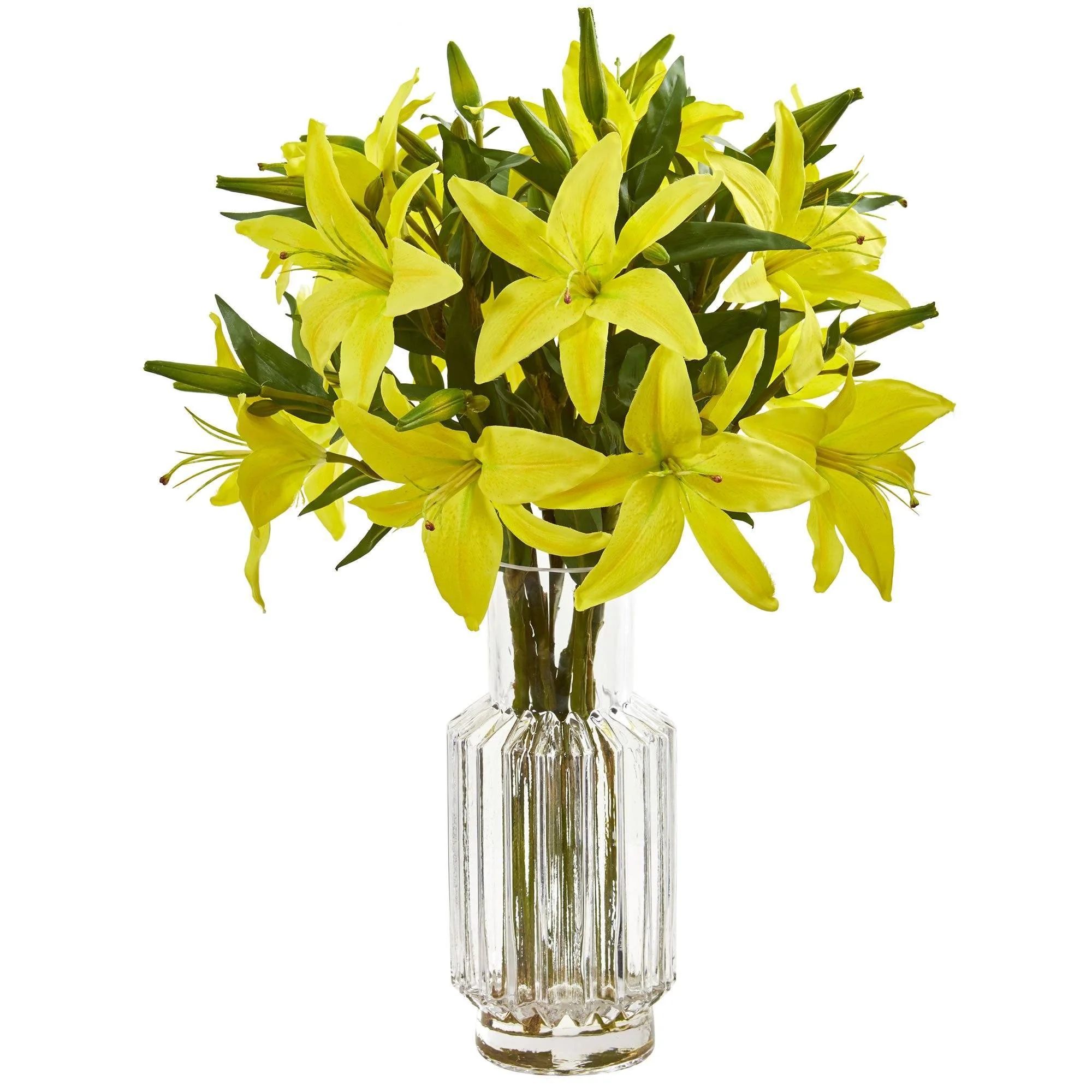 Lily Artificial Arrangement in Glass Vase - Image 4