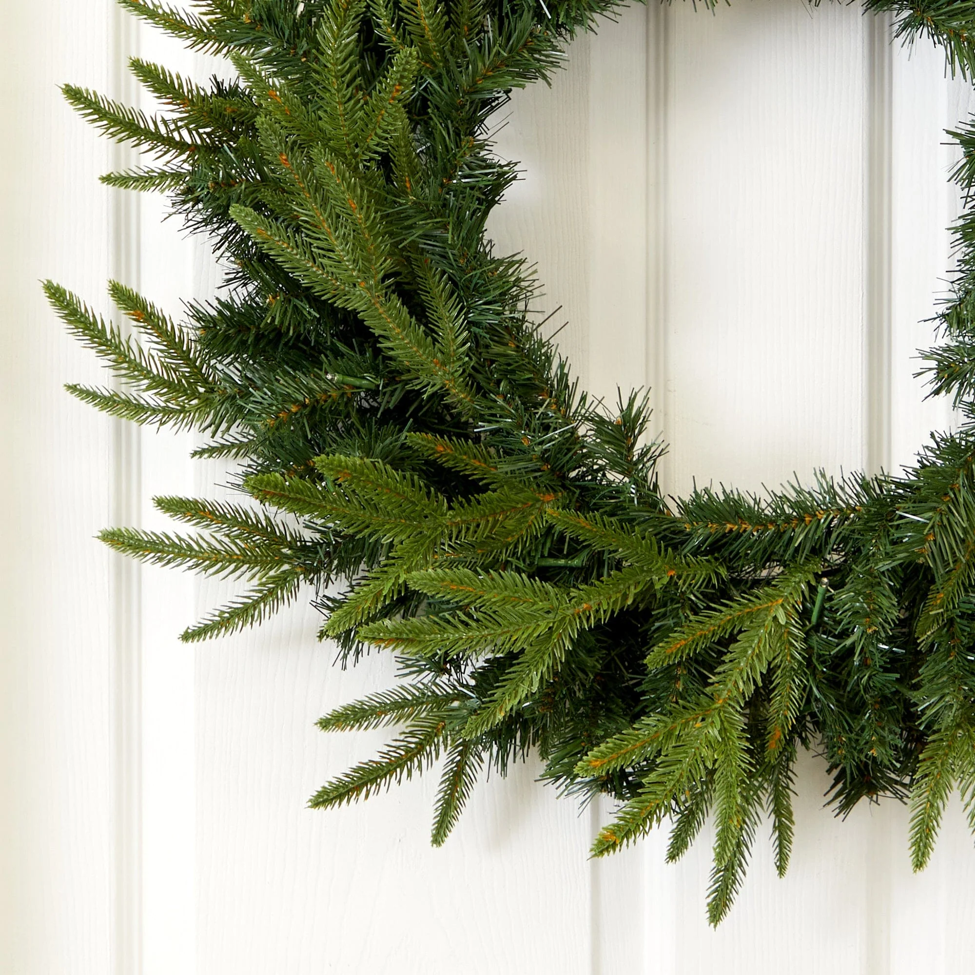 24” Long Pine Artificial Christmas Wreath with 35 Clear LED Lights - Image 2