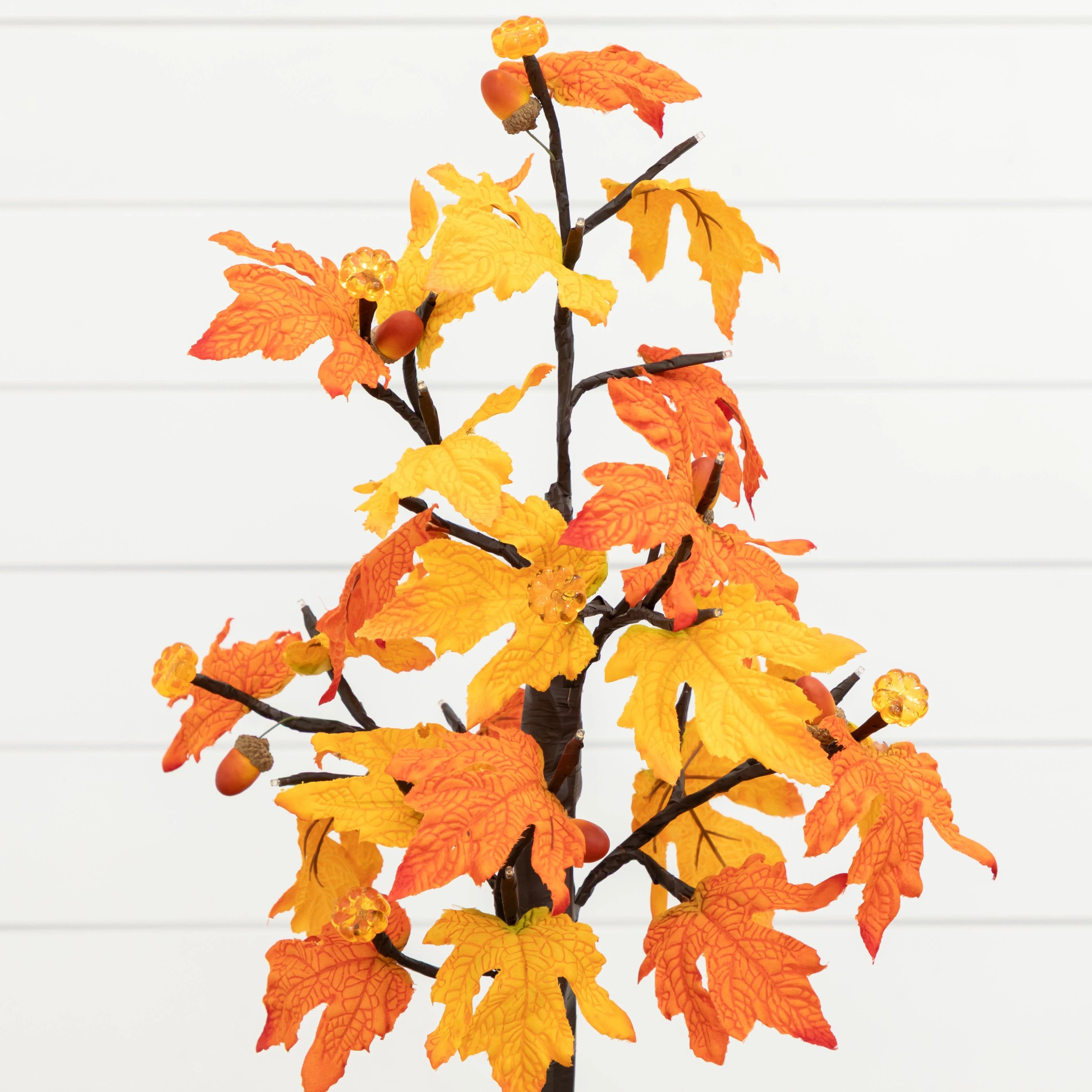 2' Pre-Lit Autumn Maple Artificial Fall Tree with 24 Warm White LED & Pumpkin Shaped Lights with Detachable Base - Image 5
