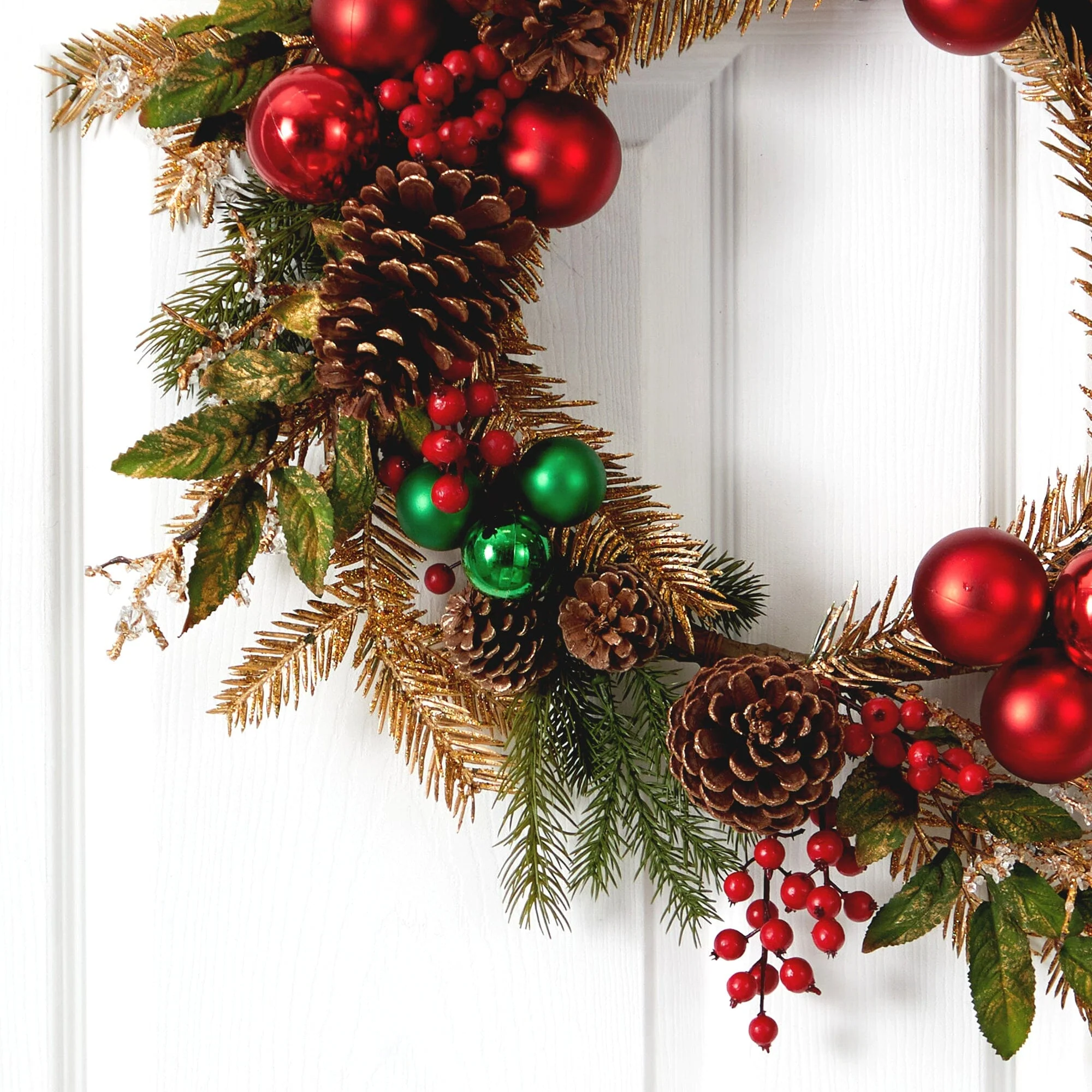 24” Ornament, Pine & Pine cone  Wreath - Image 2