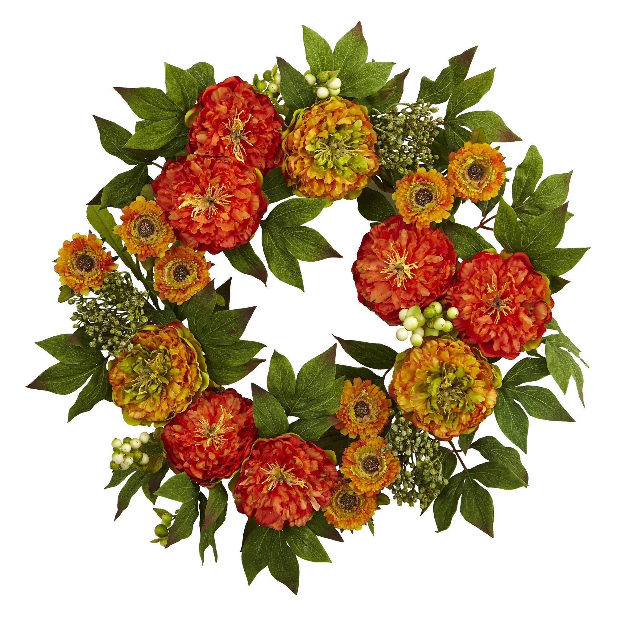 24” Peony and Mum Wreath - Image 4