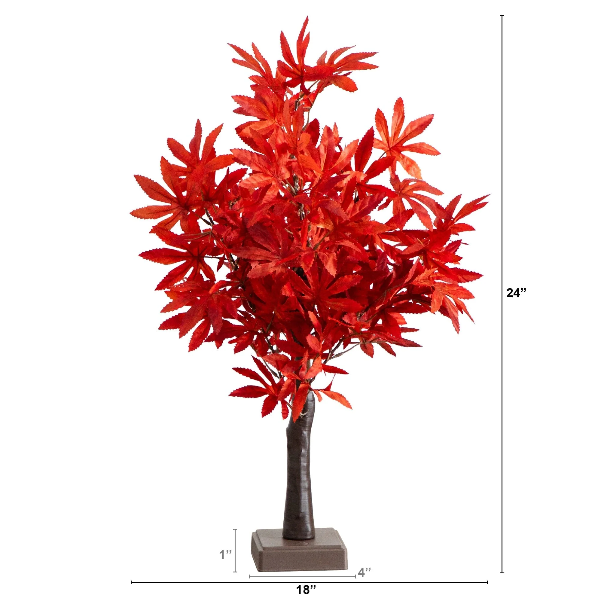 2' Pre-Lit Red Autumn Maple Artificial Fall Tree with 50 Warm White LED Lights and Detachable Base - Image 8
