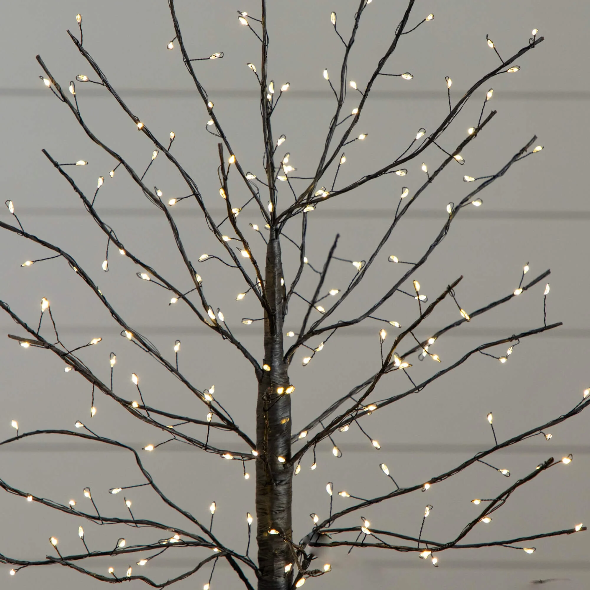 2' Pre-Lit Artifiical Halloween Black Twig Tree with 210 Warm White Fairy Copper Wire LED Lights - Image 2
