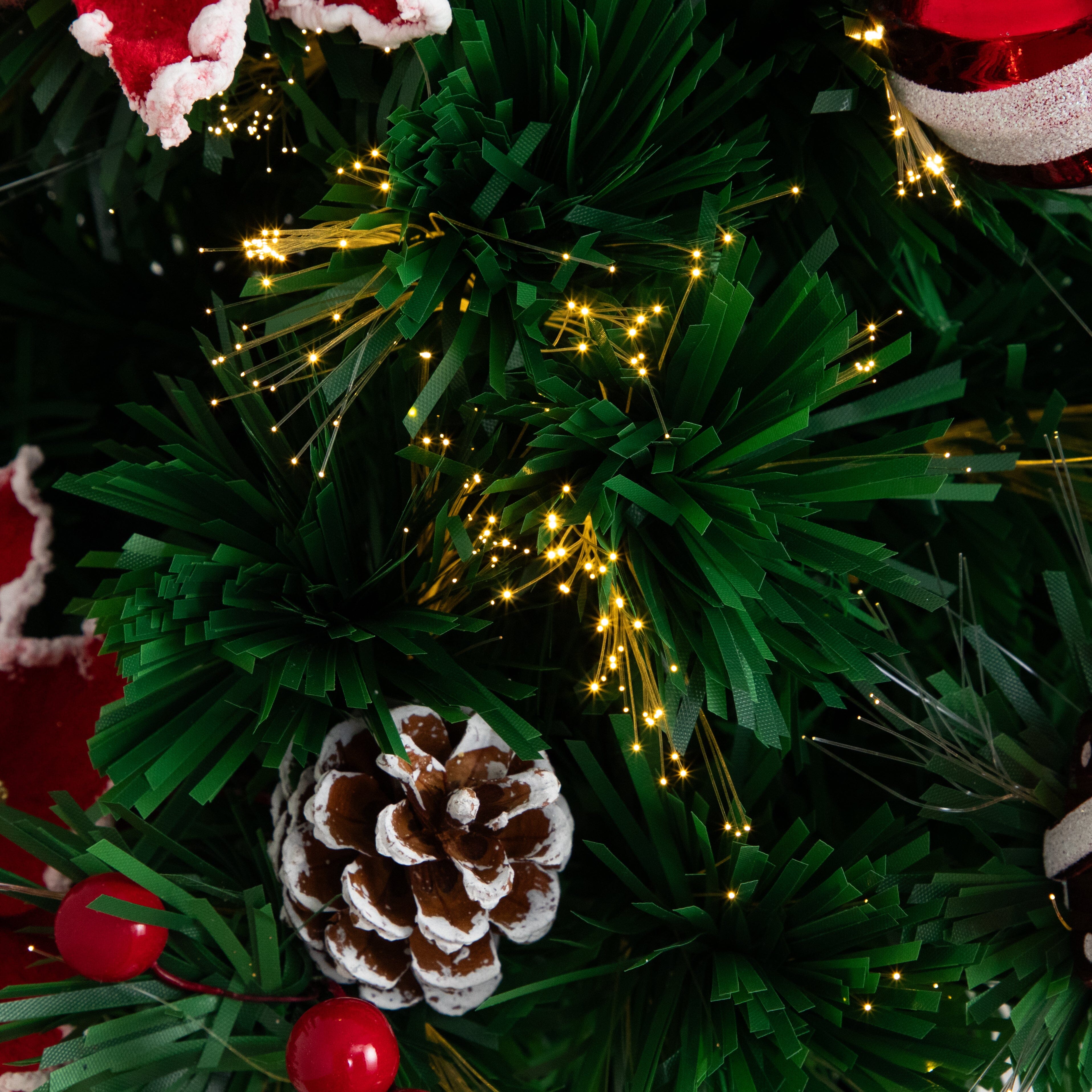 24" Pre-Lit Fiber Optic Artificial Christmas Tree with Ornaments, Poinsettia and Star Topper - Image 2