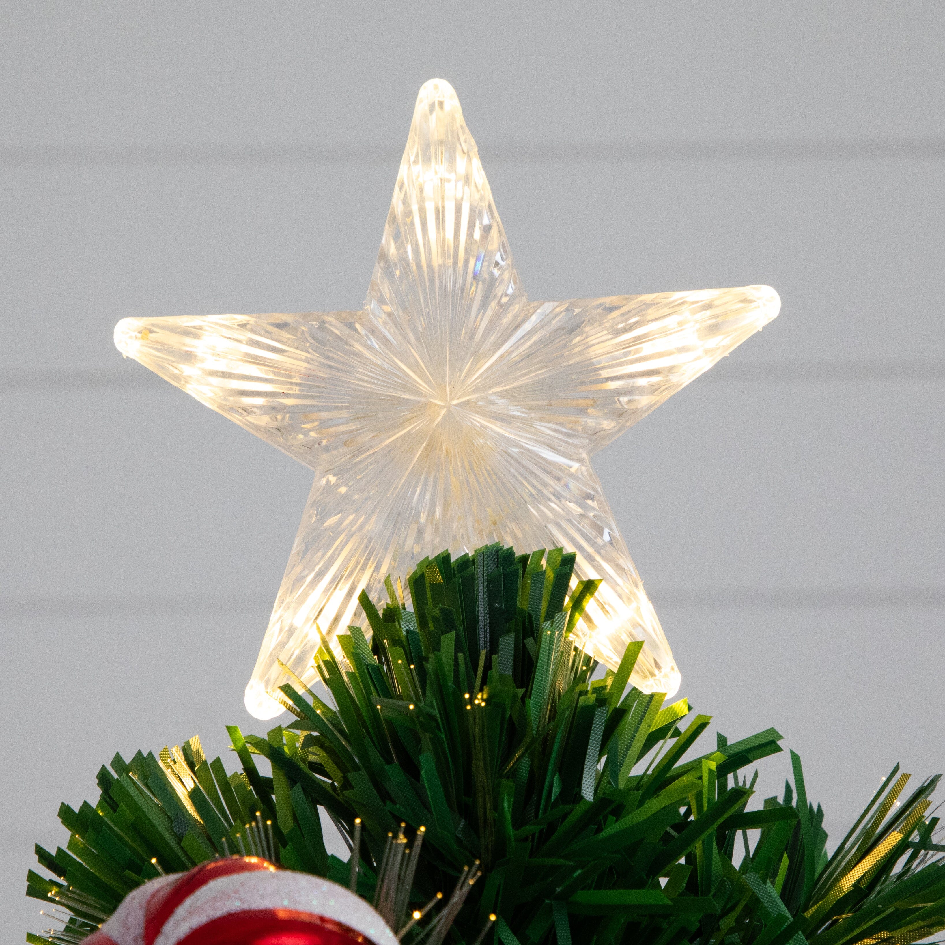 24" Pre-Lit Fiber Optic Artificial Christmas Tree with Ornaments, Poinsettia and Star Topper - Image 4
