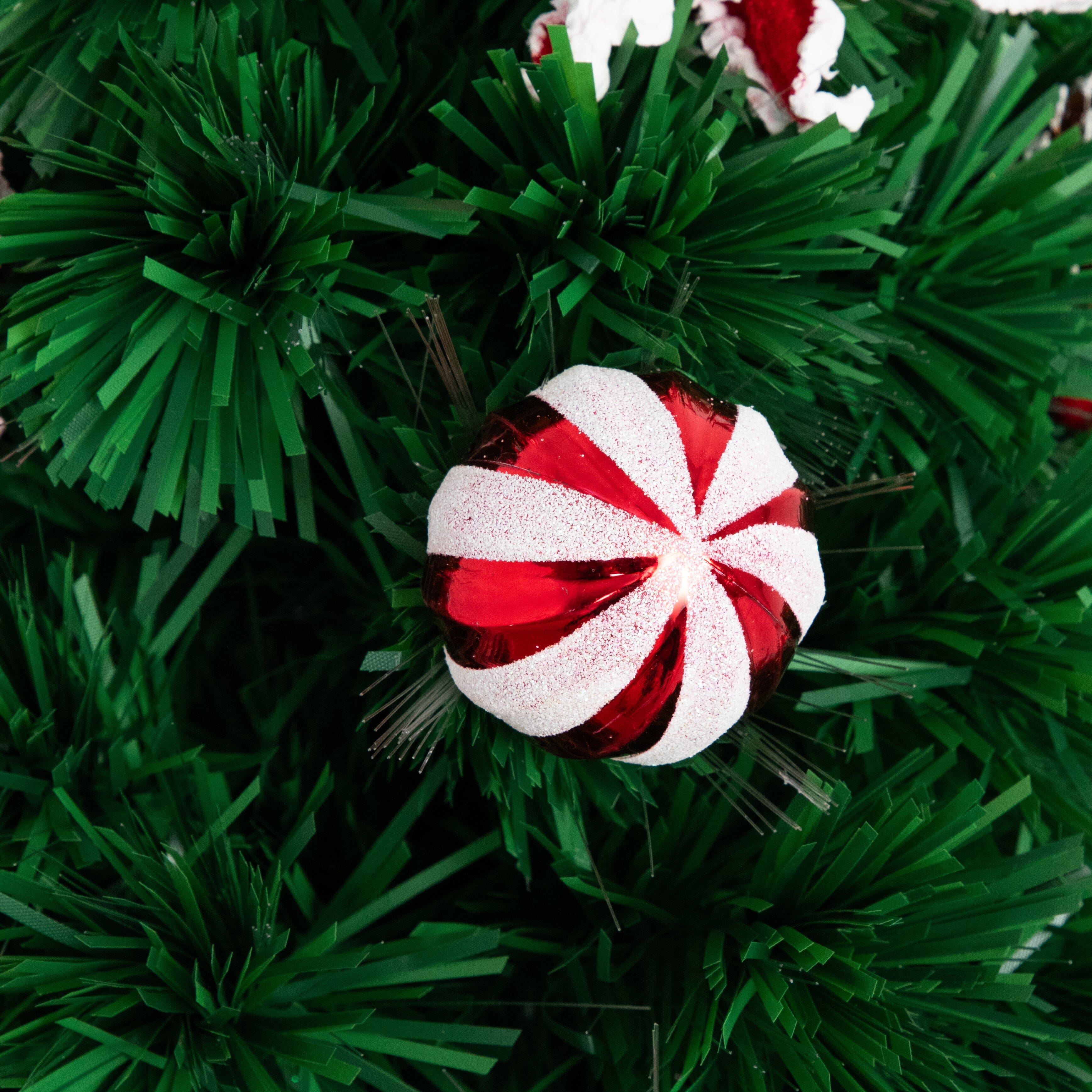 24" Pre-Lit Fiber Optic Artificial Christmas Tree with Ornaments, Poinsettia and Star Topper - Image 5