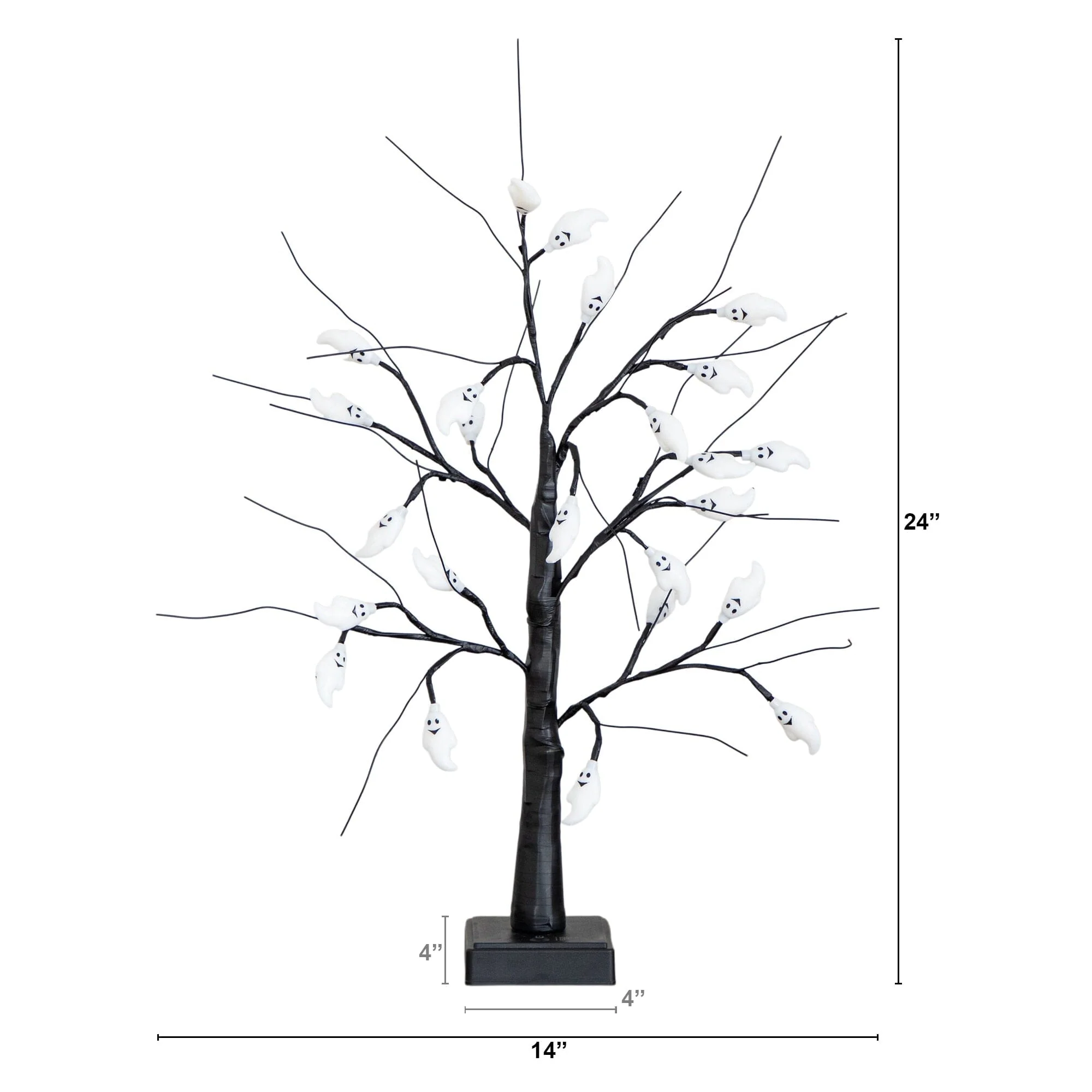2' Pre-Lit Artificial Halloween Ghost Twig Tree with 24 Purple LED Lights - Image 8