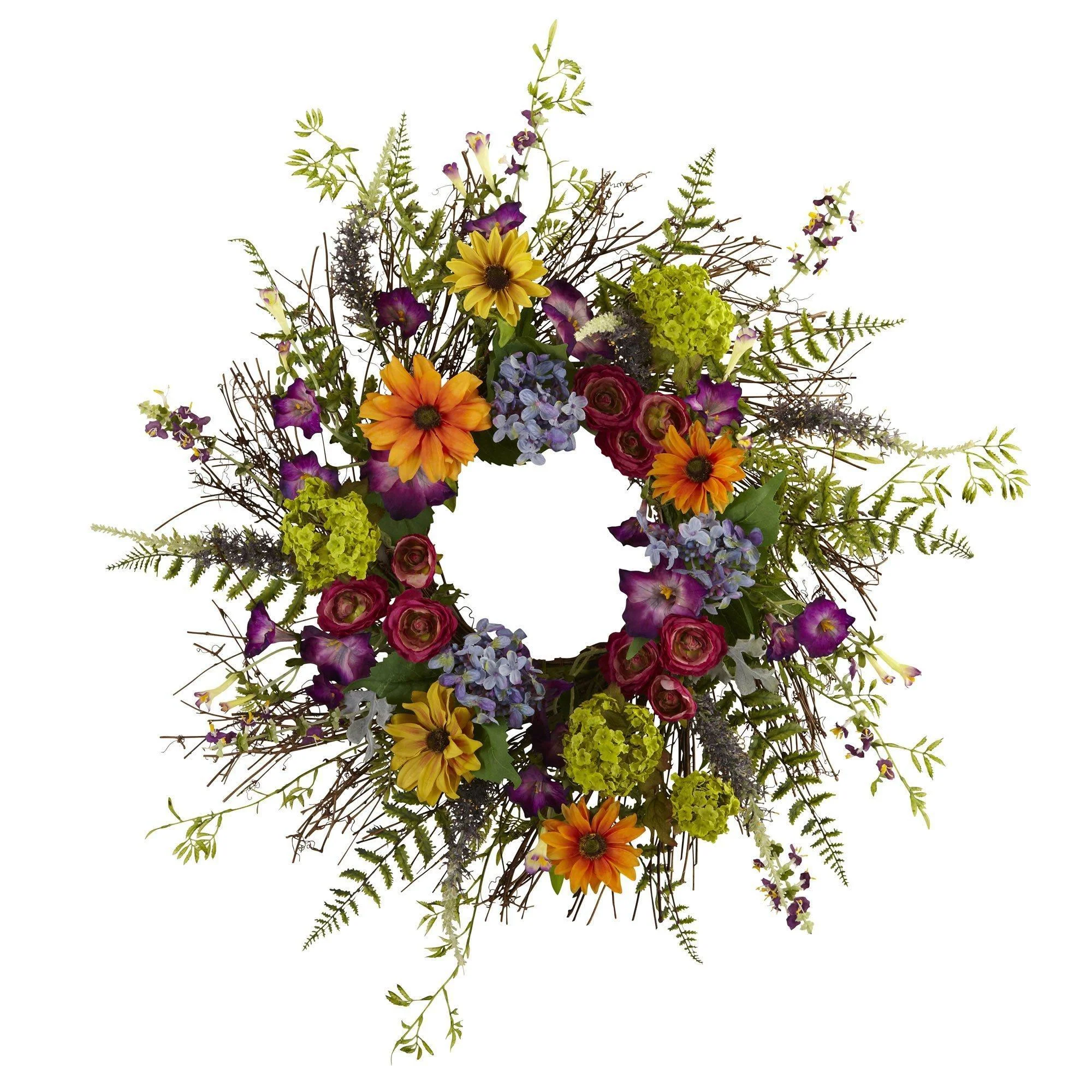 24” Spring Garden Wreath w/Twig Base - Image 3