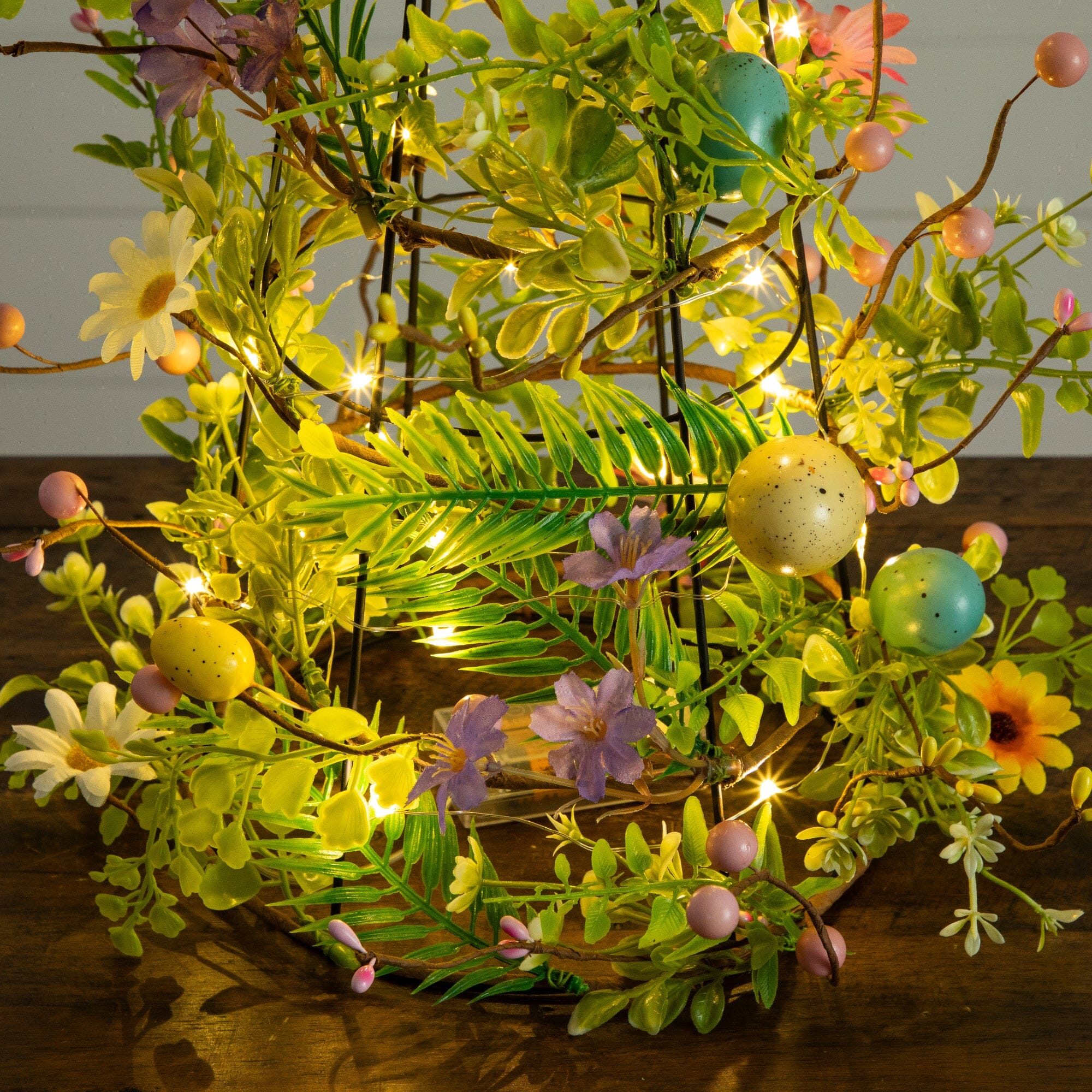 24" Artificial Easter Cone Tree with Wild Flowers and Mini Eggs - Image 7