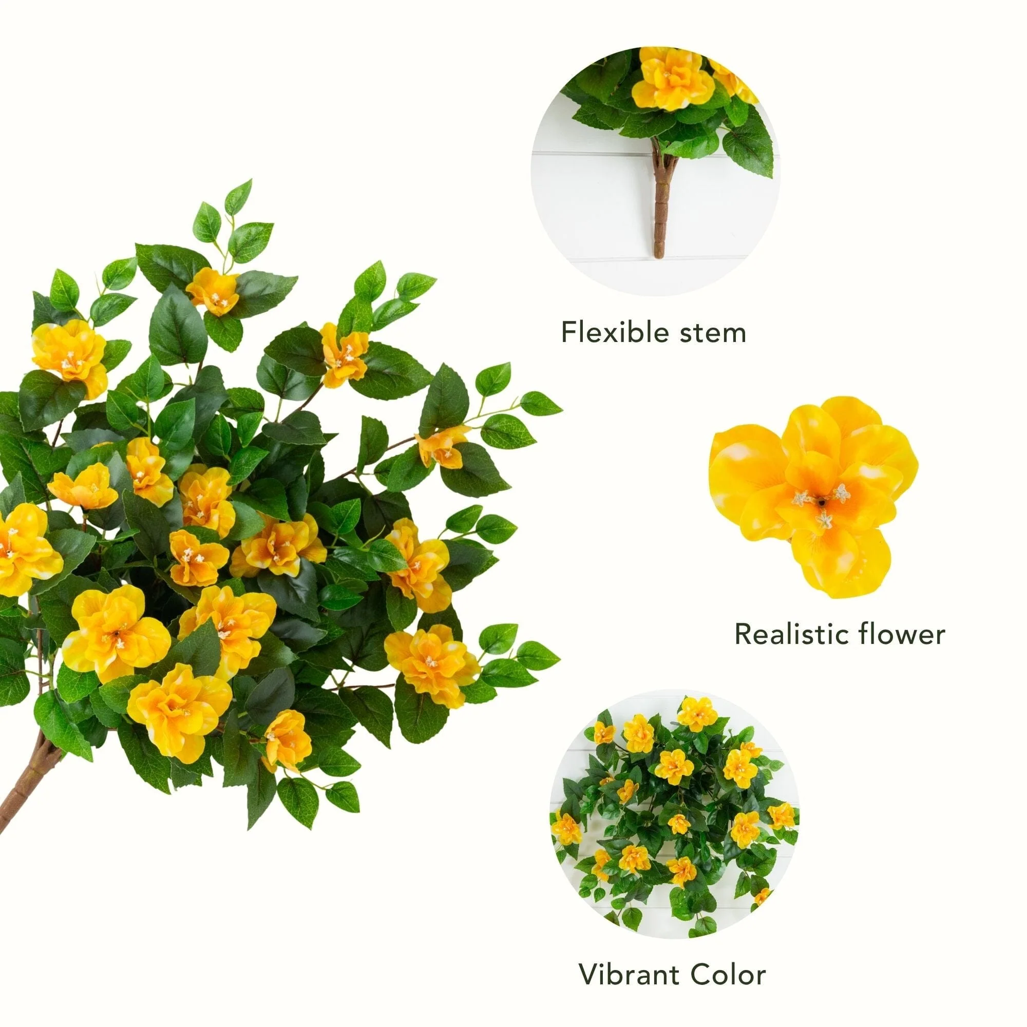 24" UV Resistant Artificial Azalea Hanging Plant (Indoor/Outdoor) - Set of 3 - Image 14