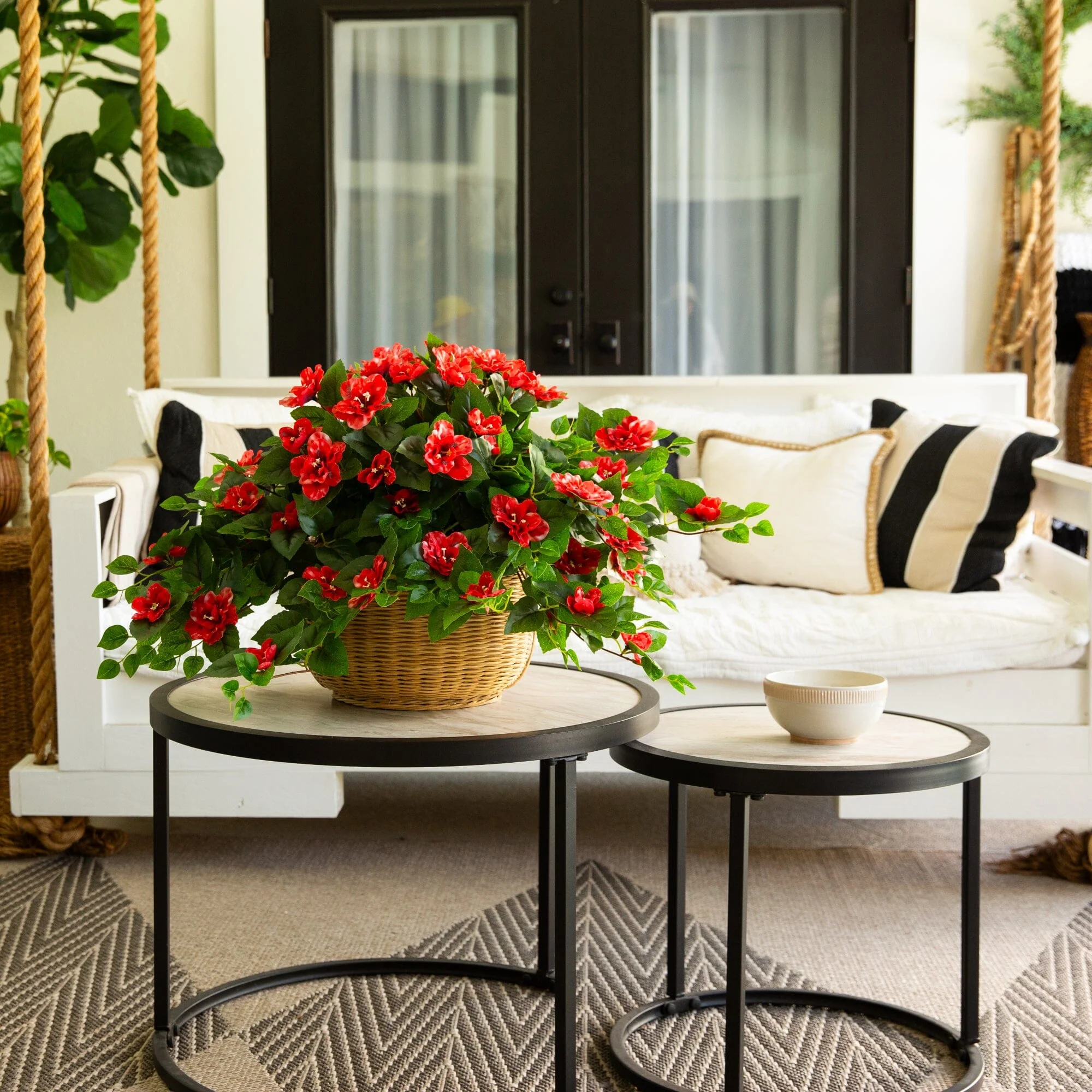 24" UV Resistant Artificial Azalea Hanging Plant (Indoor/Outdoor) - Set of 3 - Image 17