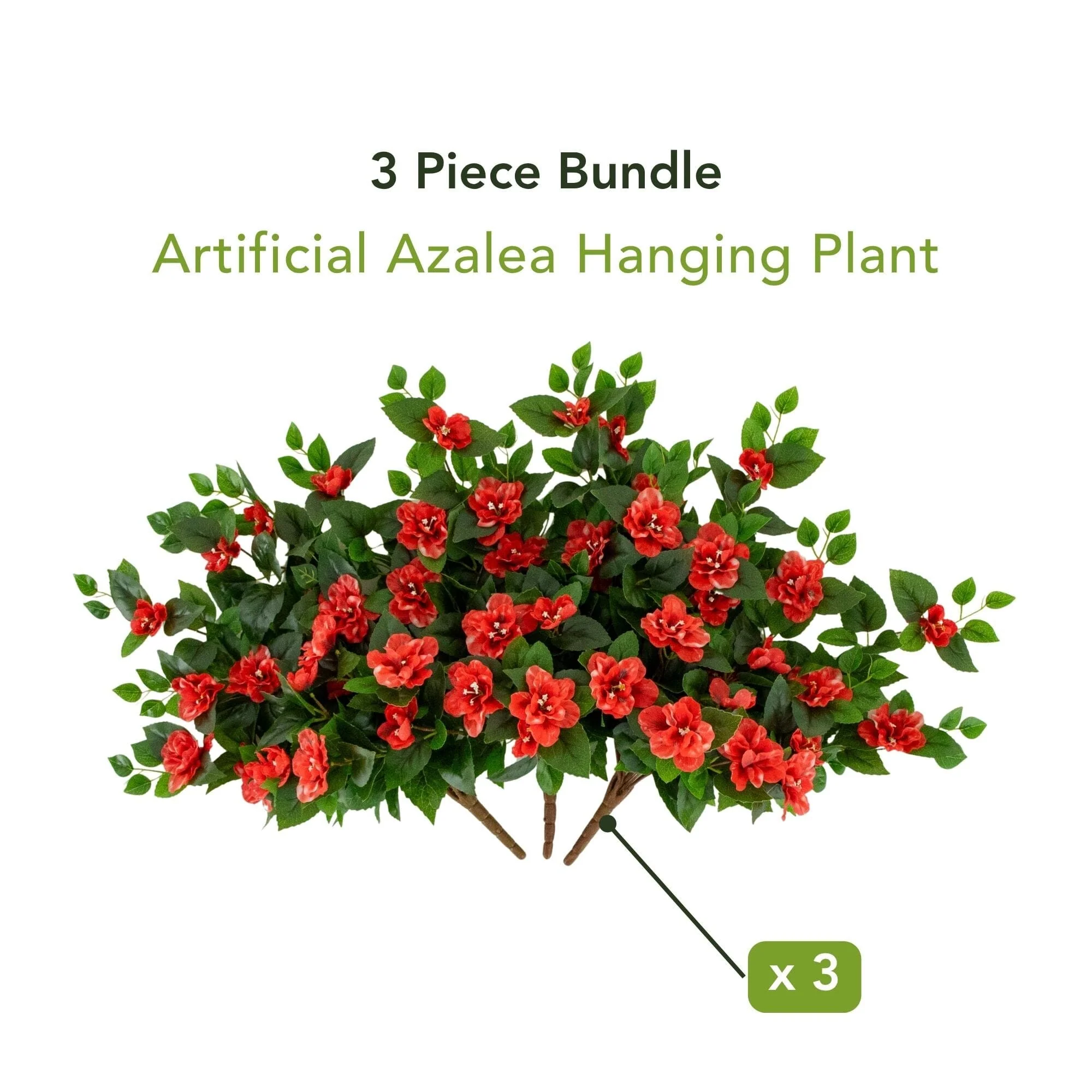 24" UV Resistant Artificial Azalea Hanging Plant (Indoor/Outdoor) - Set of 3 - Image 20