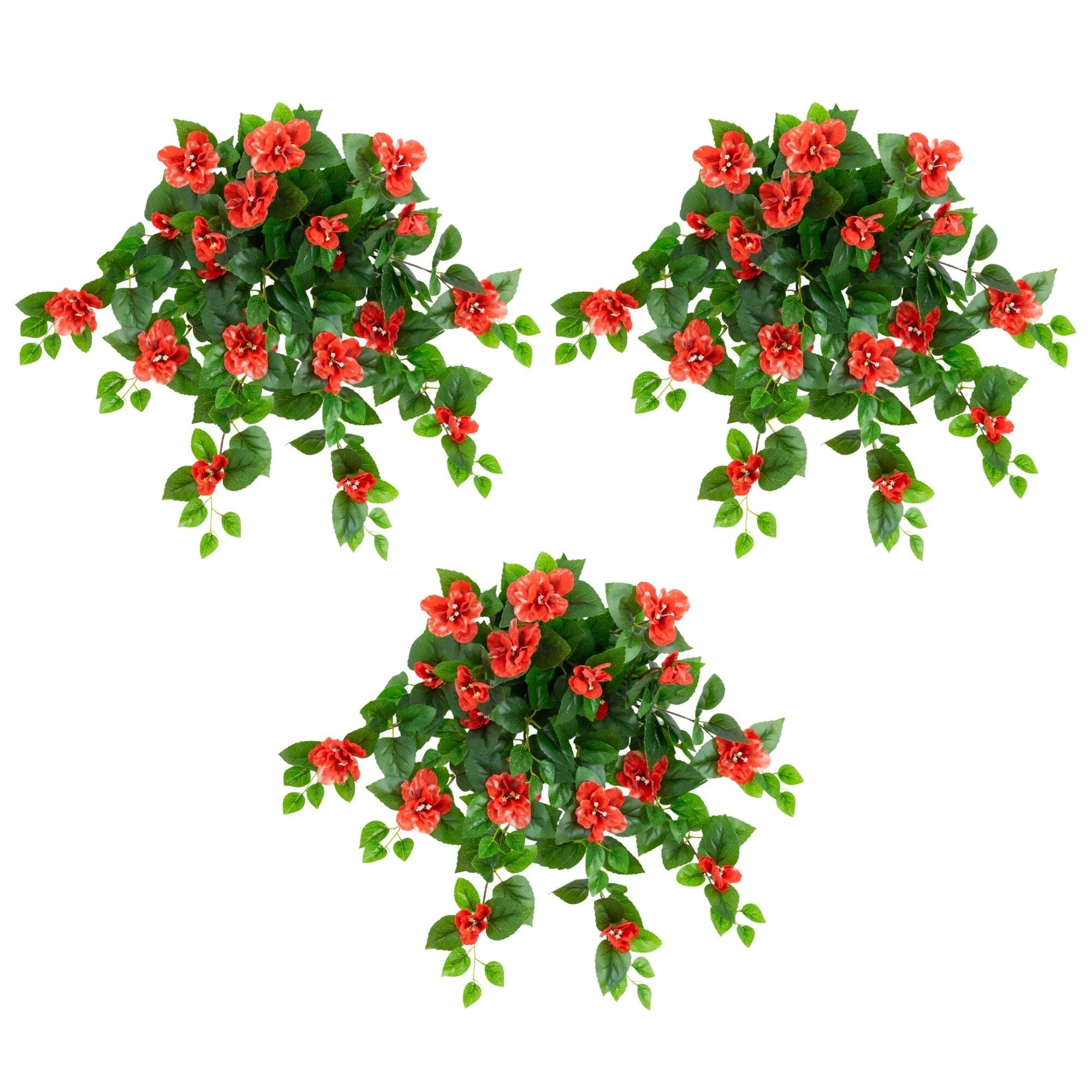 24" UV Resistant Artificial Azalea Hanging Plant (Indoor/Outdoor) - Set of 3 - Image 22