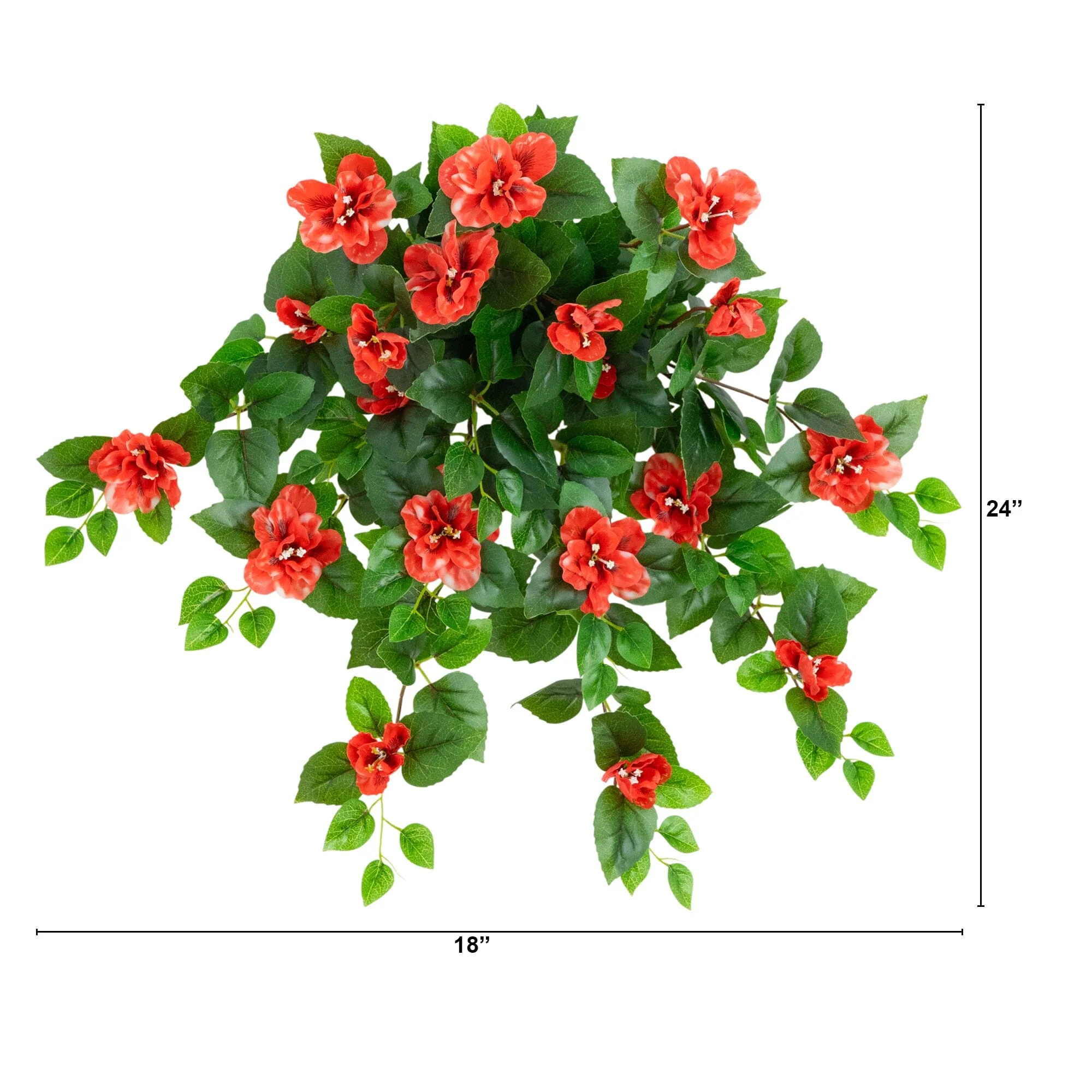 24" UV Resistant Artificial Azalea Hanging Plant (Indoor/Outdoor) - Set of 3 - Image 23