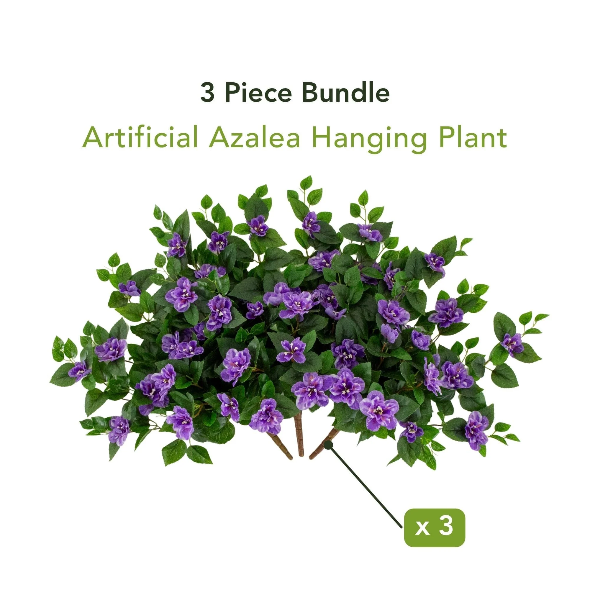 24" UV Resistant Artificial Azalea Hanging Plant (Indoor/Outdoor) - Set of 3 - Image 27