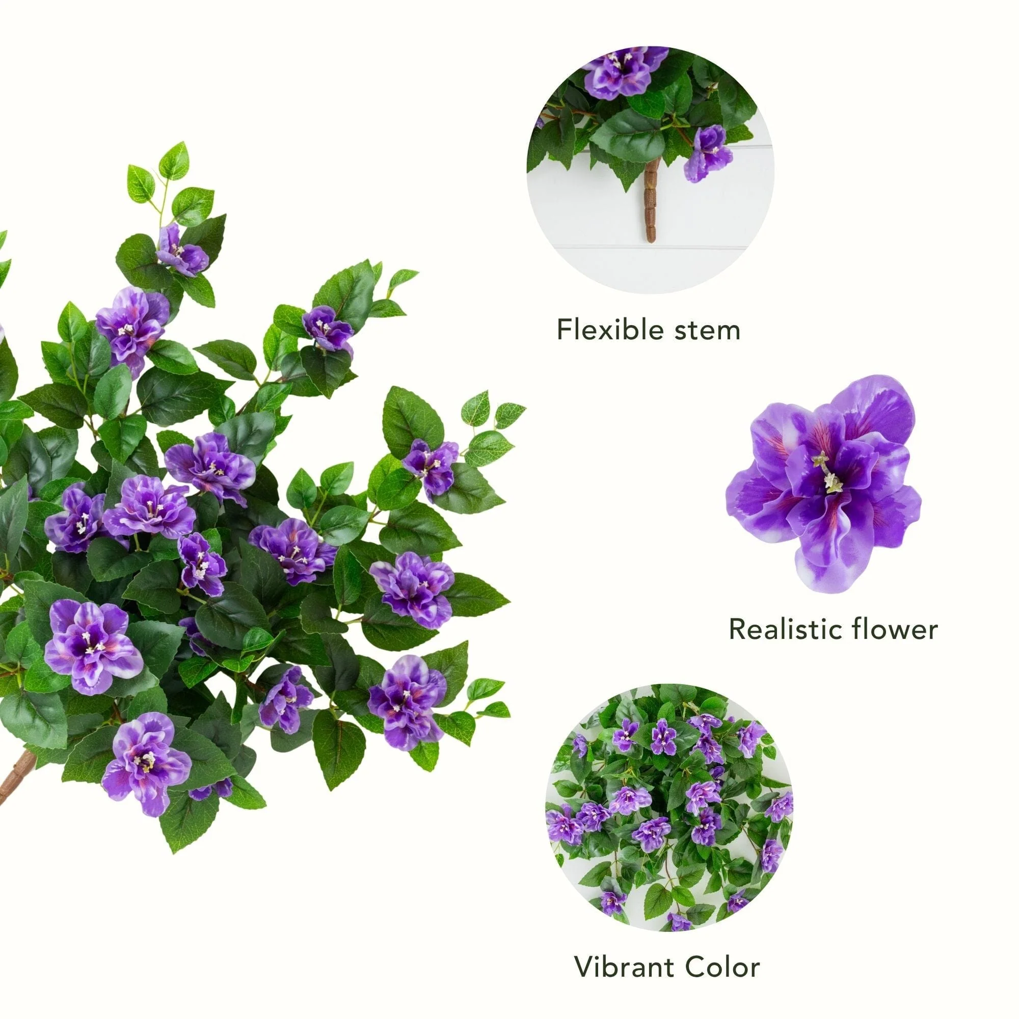 24" UV Resistant Artificial Azalea Hanging Plant (Indoor/Outdoor) - Set of 3 - Image 29