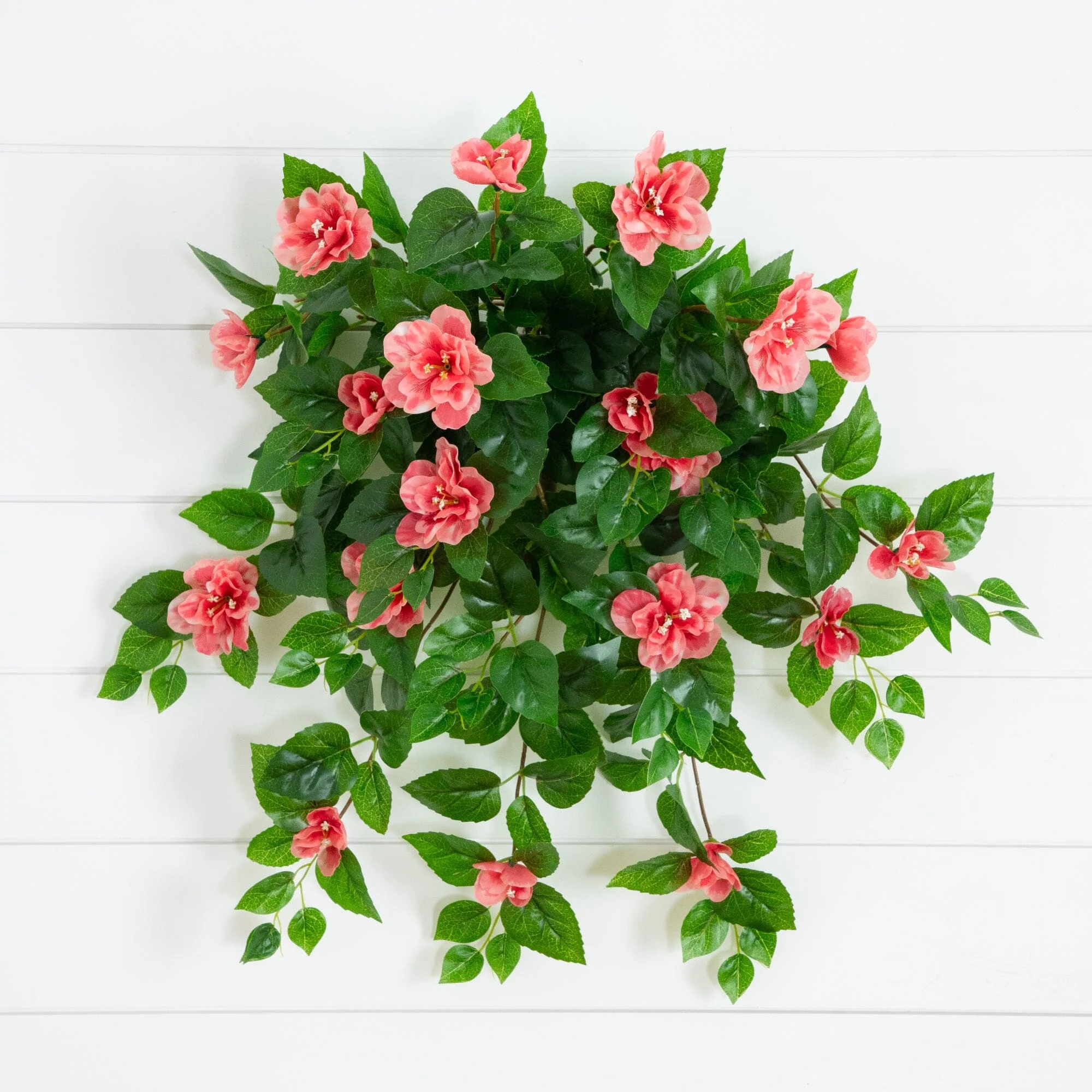 24" UV Resistant Artificial Azalea Hanging Plant (Indoor/Outdoor) - Set of 3 - Image 3