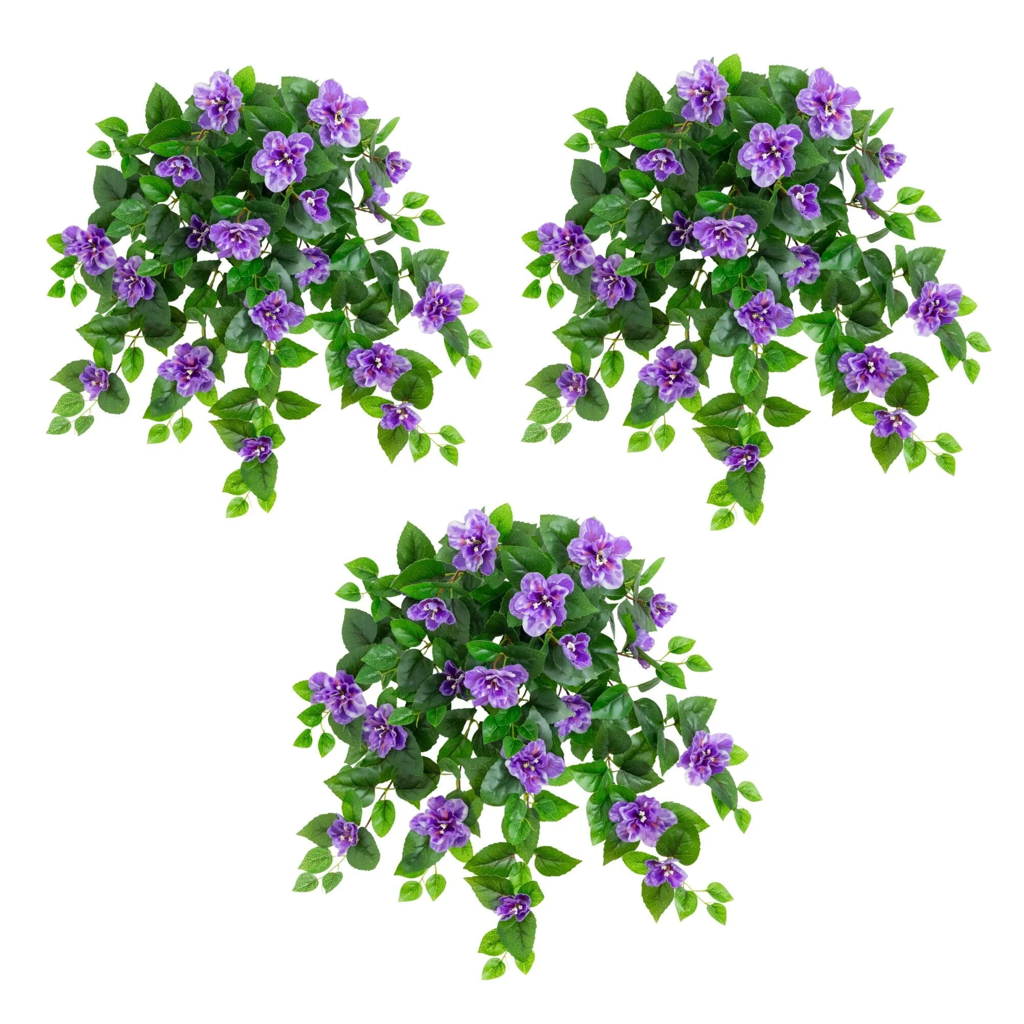 24" UV Resistant Artificial Azalea Hanging Plant (Indoor/Outdoor) - Set of 3 - Image 30