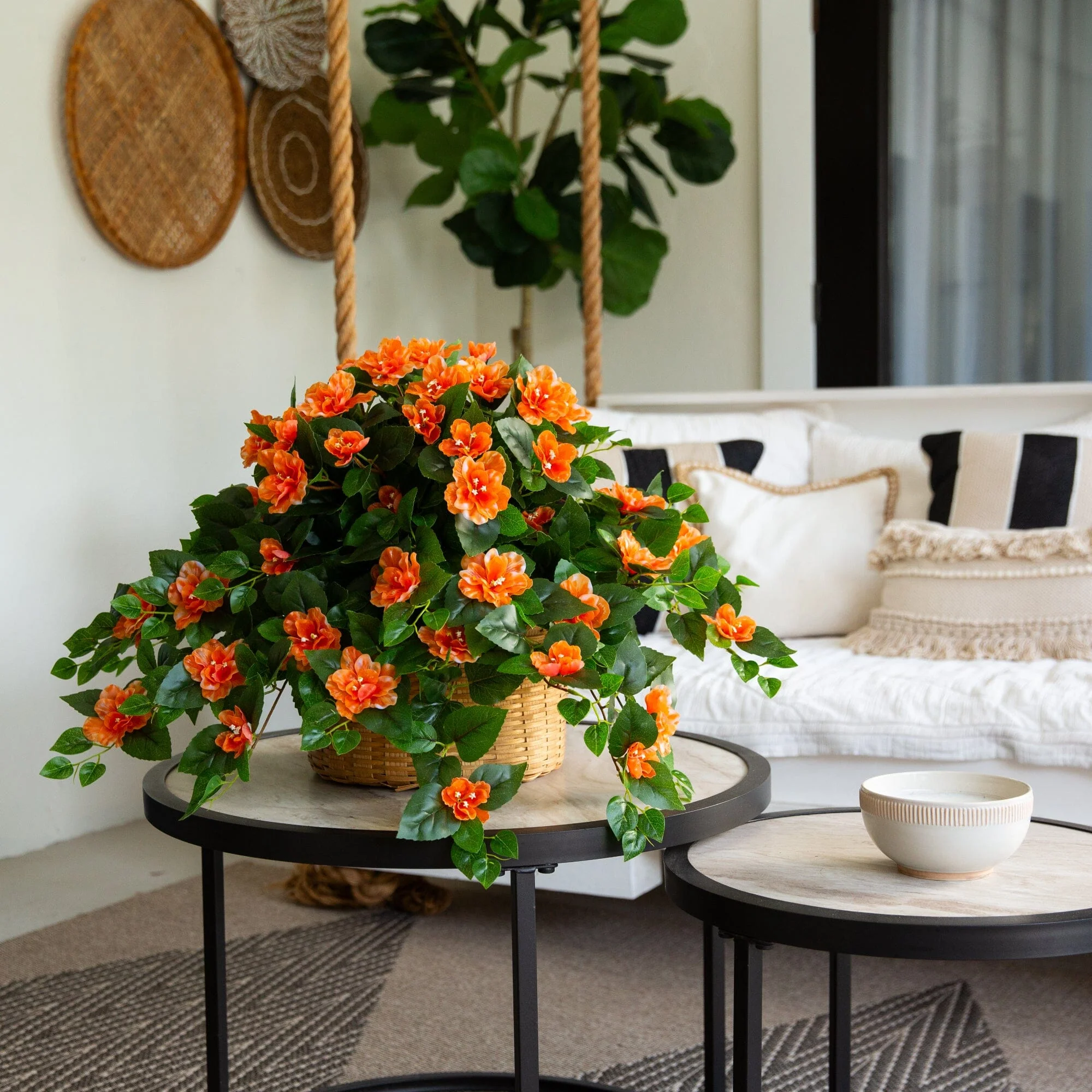 24" UV Resistant Artificial Azalea Hanging Plant (Indoor/Outdoor) - Set of 3 - Image 32