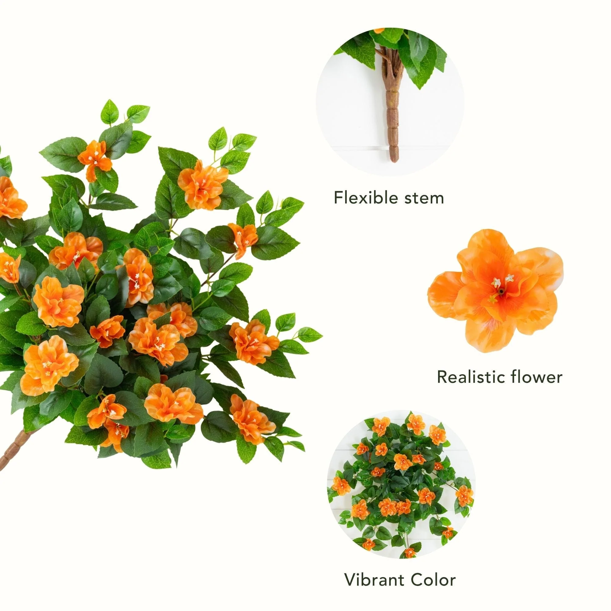 24" UV Resistant Artificial Azalea Hanging Plant (Indoor/Outdoor) - Set of 3 - Image 36