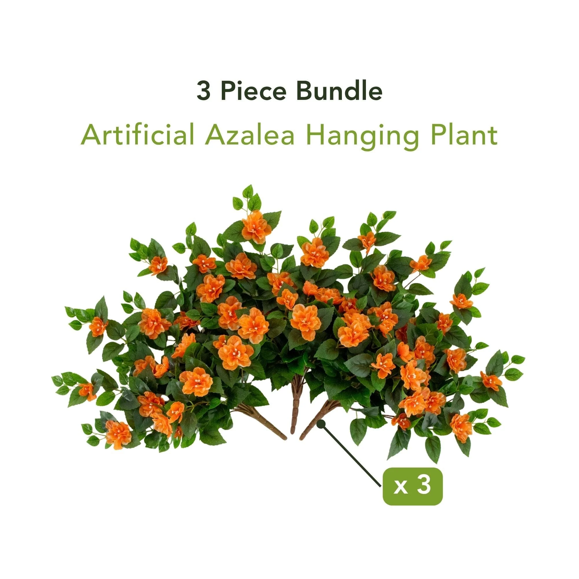 24" UV Resistant Artificial Azalea Hanging Plant (Indoor/Outdoor) - Set of 3 - Image 37
