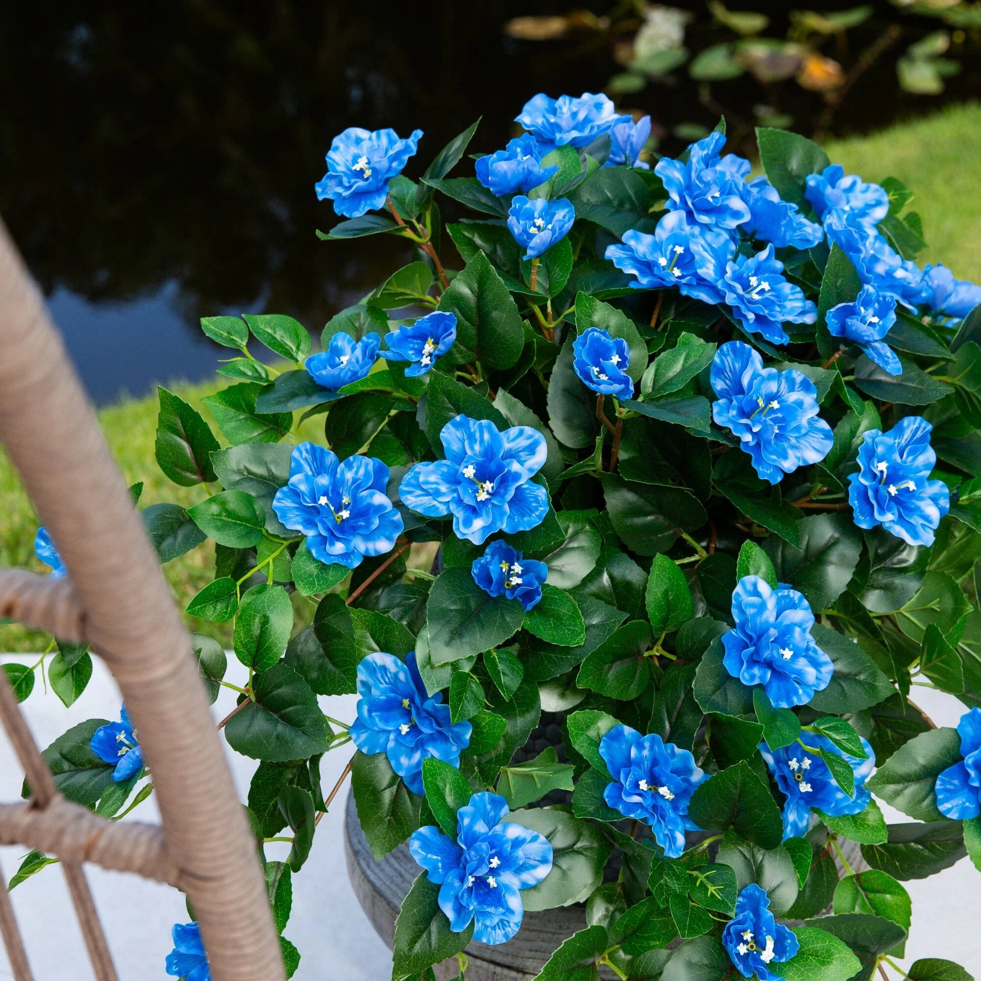 24" UV Resistant Artificial Azalea Hanging Plant (Indoor/Outdoor) - Set of 3 - Image 41
