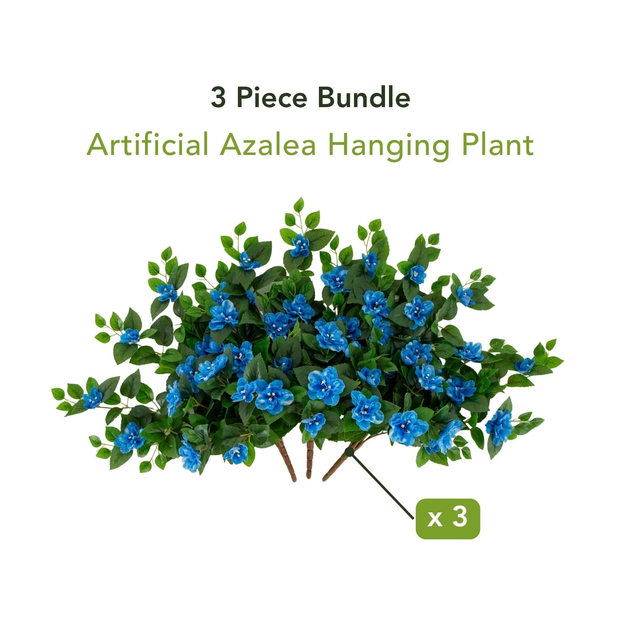 24" UV Resistant Artificial Azalea Hanging Plant (Indoor/Outdoor) - Set of 3 - Image 45