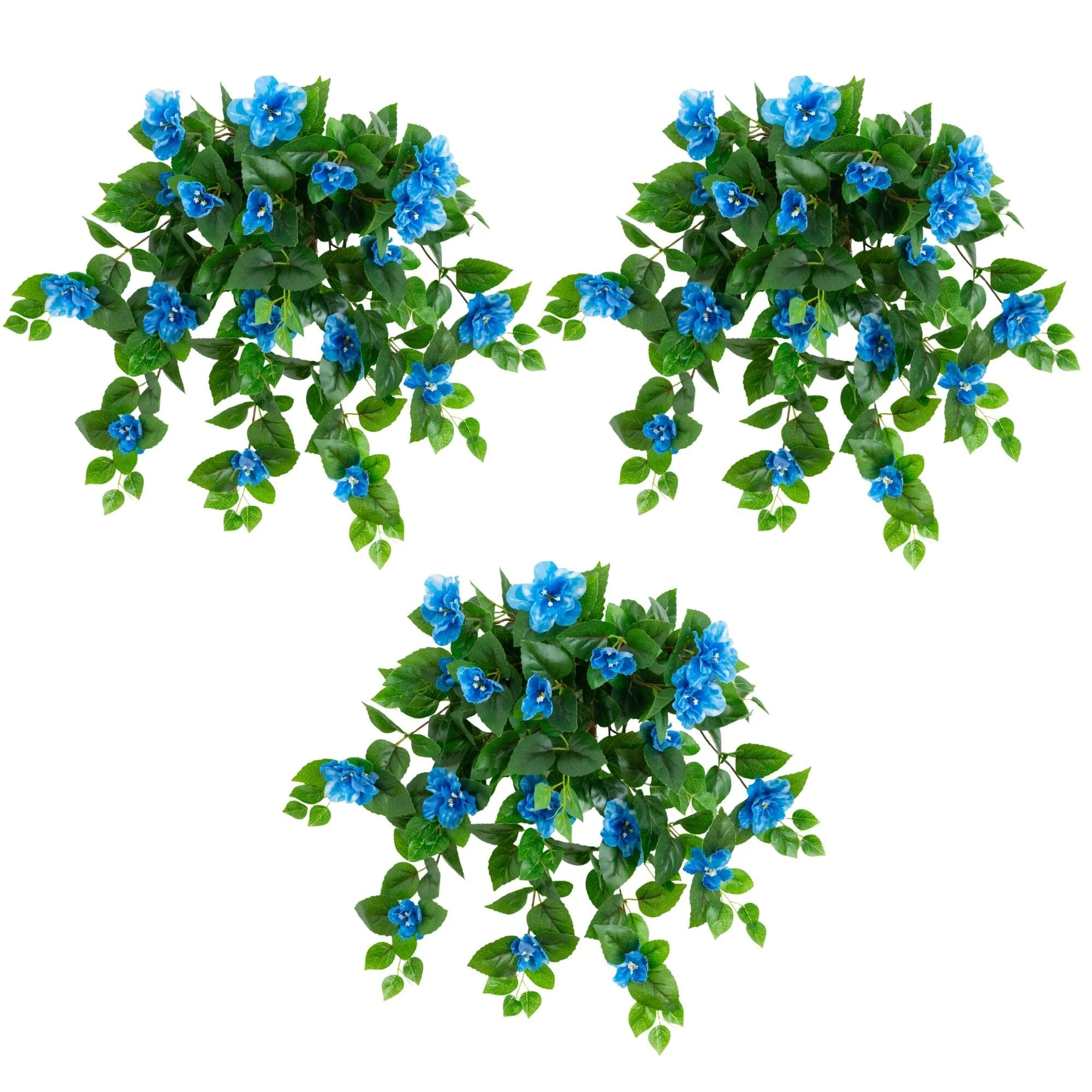 24" UV Resistant Artificial Azalea Hanging Plant (Indoor/Outdoor) - Set of 3 - Image 46