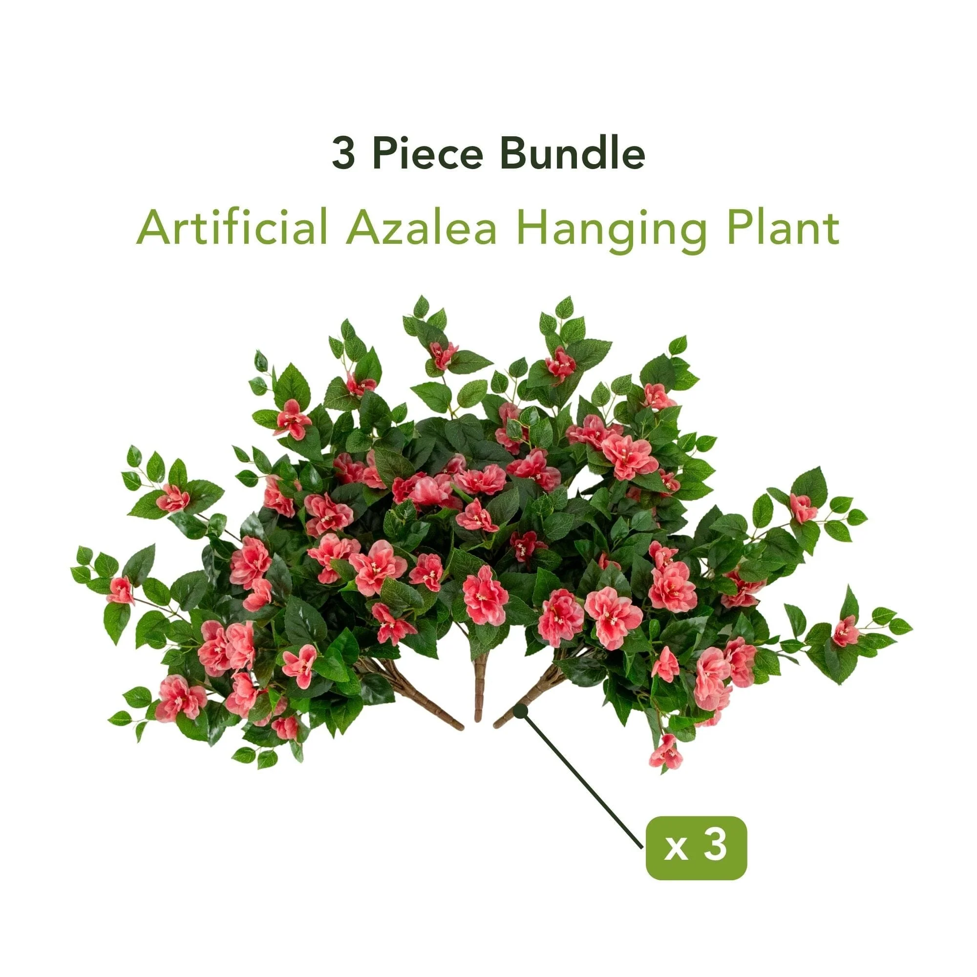 24" UV Resistant Artificial Azalea Hanging Plant (Indoor/Outdoor) - Set of 3 - Image 6