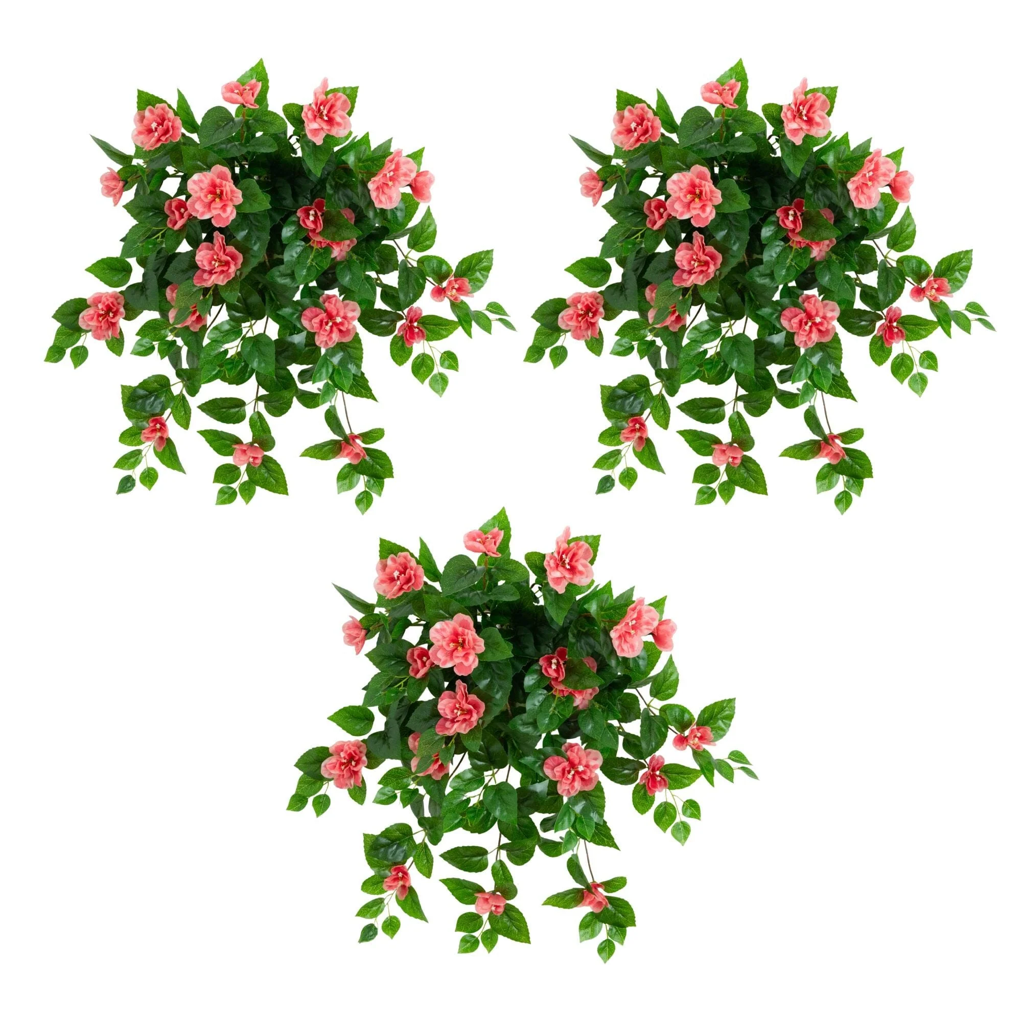24" UV Resistant Artificial Azalea Hanging Plant (Indoor/Outdoor) - Set of 3 - Image 7