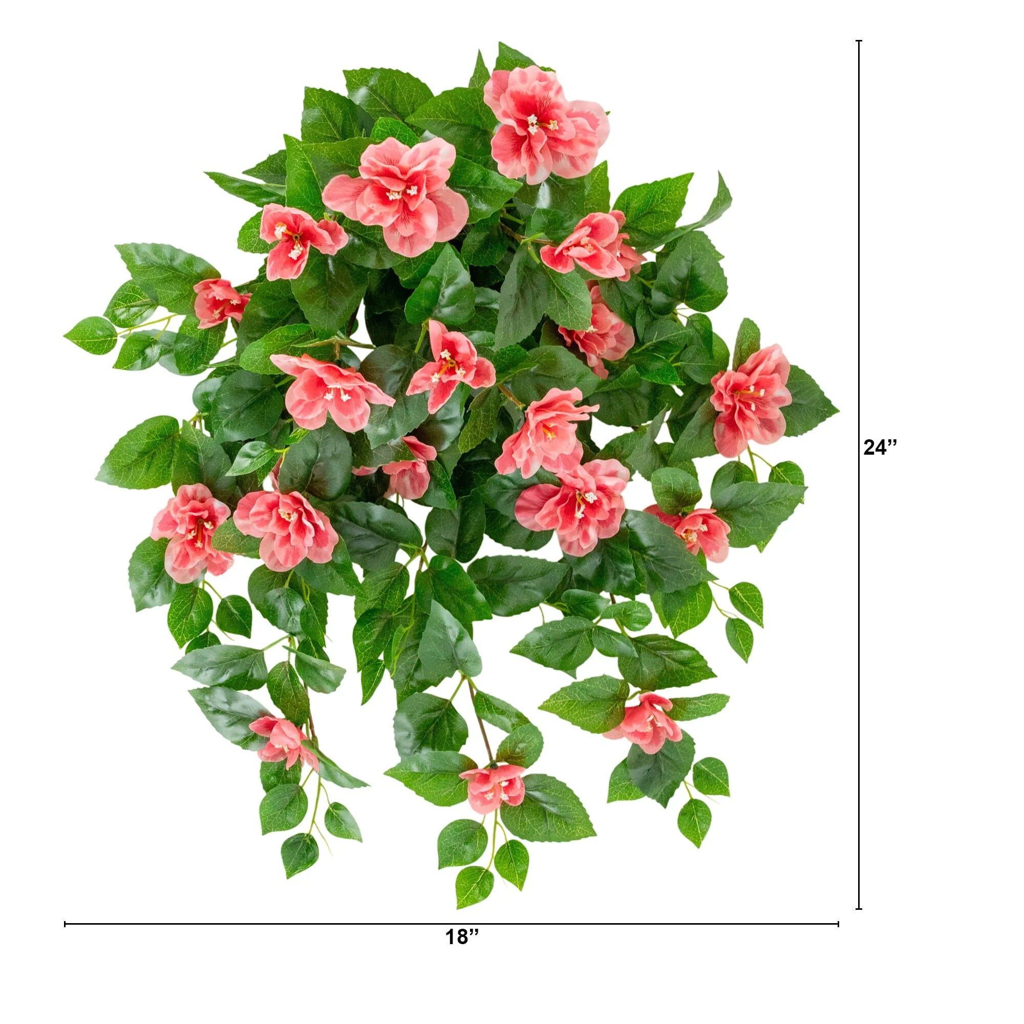 24" UV Resistant Artificial Azalea Hanging Plant (Indoor/Outdoor) - Set of 3 - Image 8