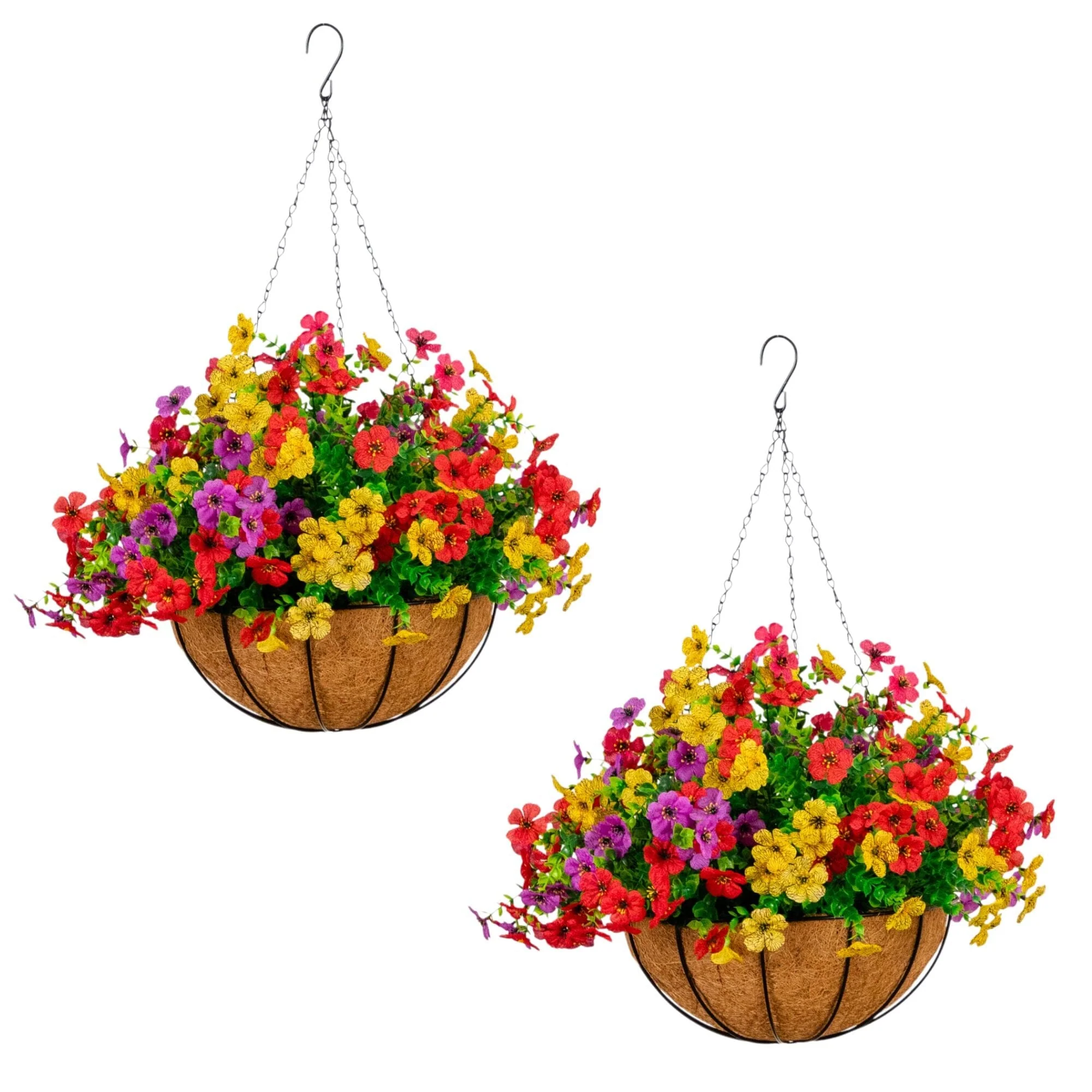 24" UV Resistant Artificial Daisy Hanging Basket DIY Kit (Indoor/Outdoor) - Set of 2 - Image 6