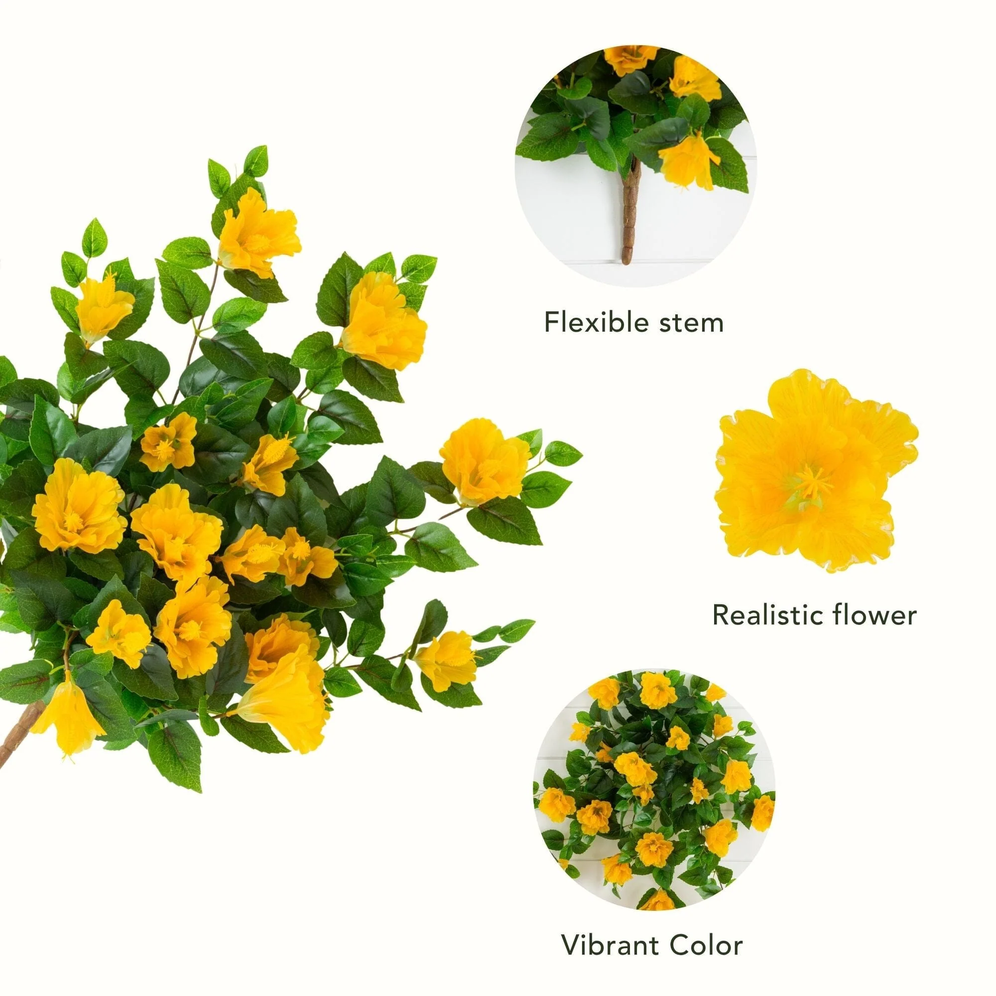 24" UV Resistant Artificial Hibiscus Hanging Plant (Indoor/Outdoor) - Set of 2 - Image 13