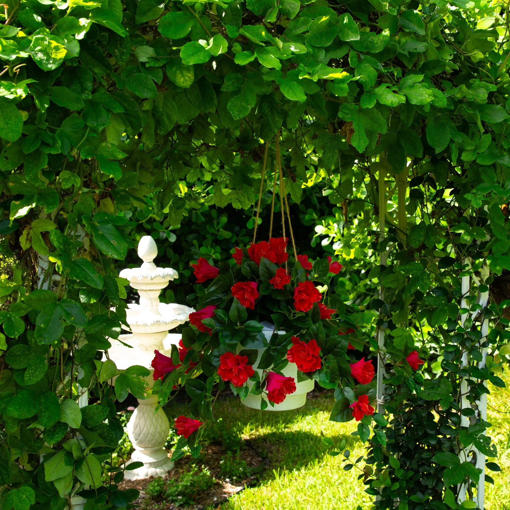 24" UV Resistant Artificial Hibiscus Hanging Plant (Indoor/Outdoor) - Set of 2 - Image 17