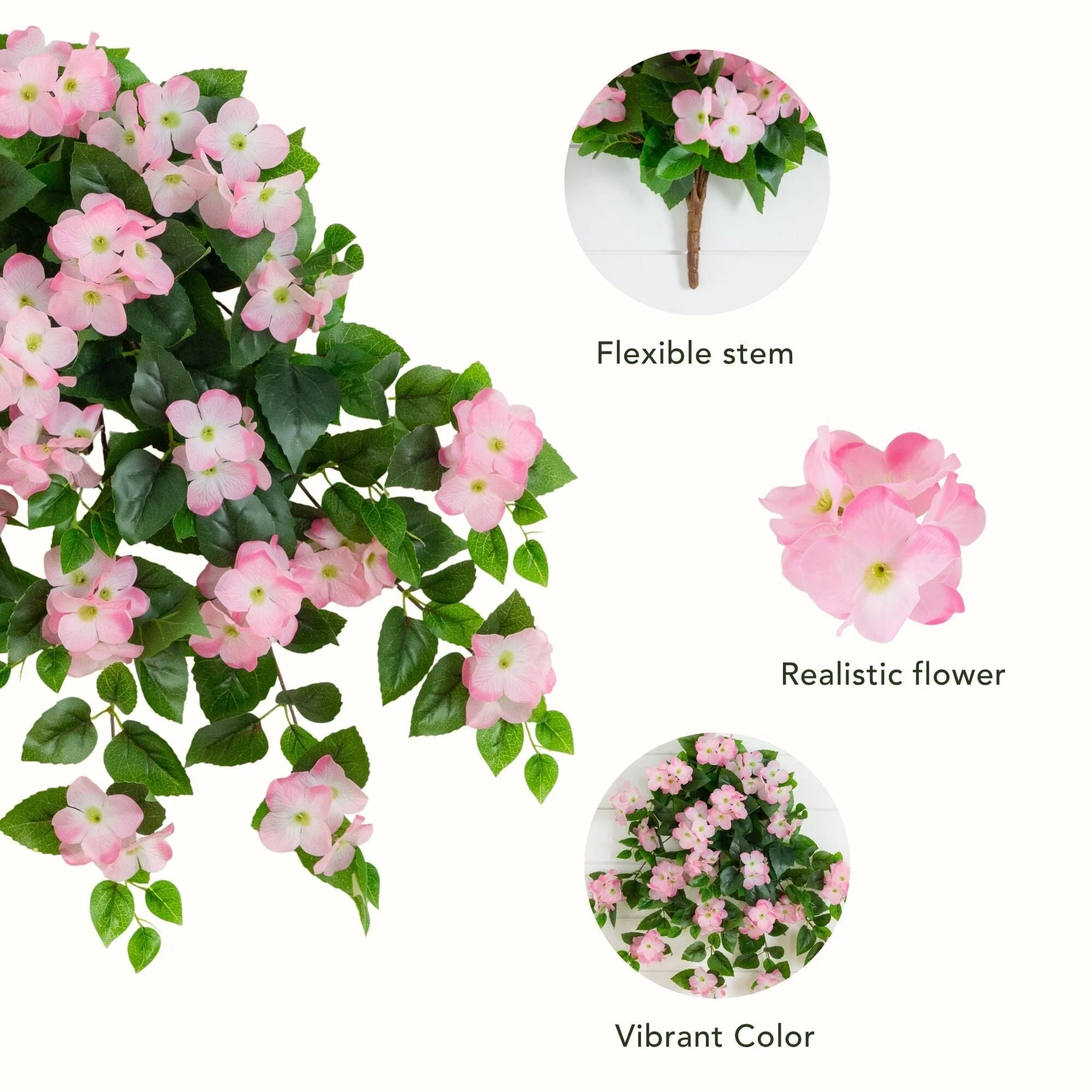 24" UV Resistant Artificial Hydrangea Hanging Plant (Indoor/Outdoor) - Set of 2 - Image 21