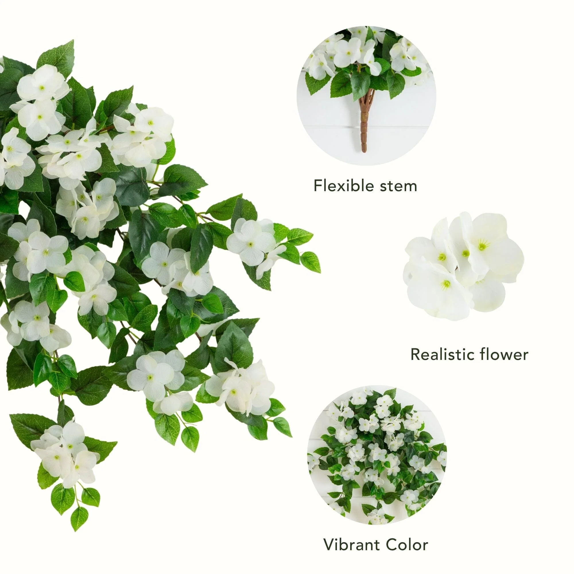 24" UV Resistant Artificial Hydrangea Hanging Plant (Indoor/Outdoor) - Set of 2 - Image 5