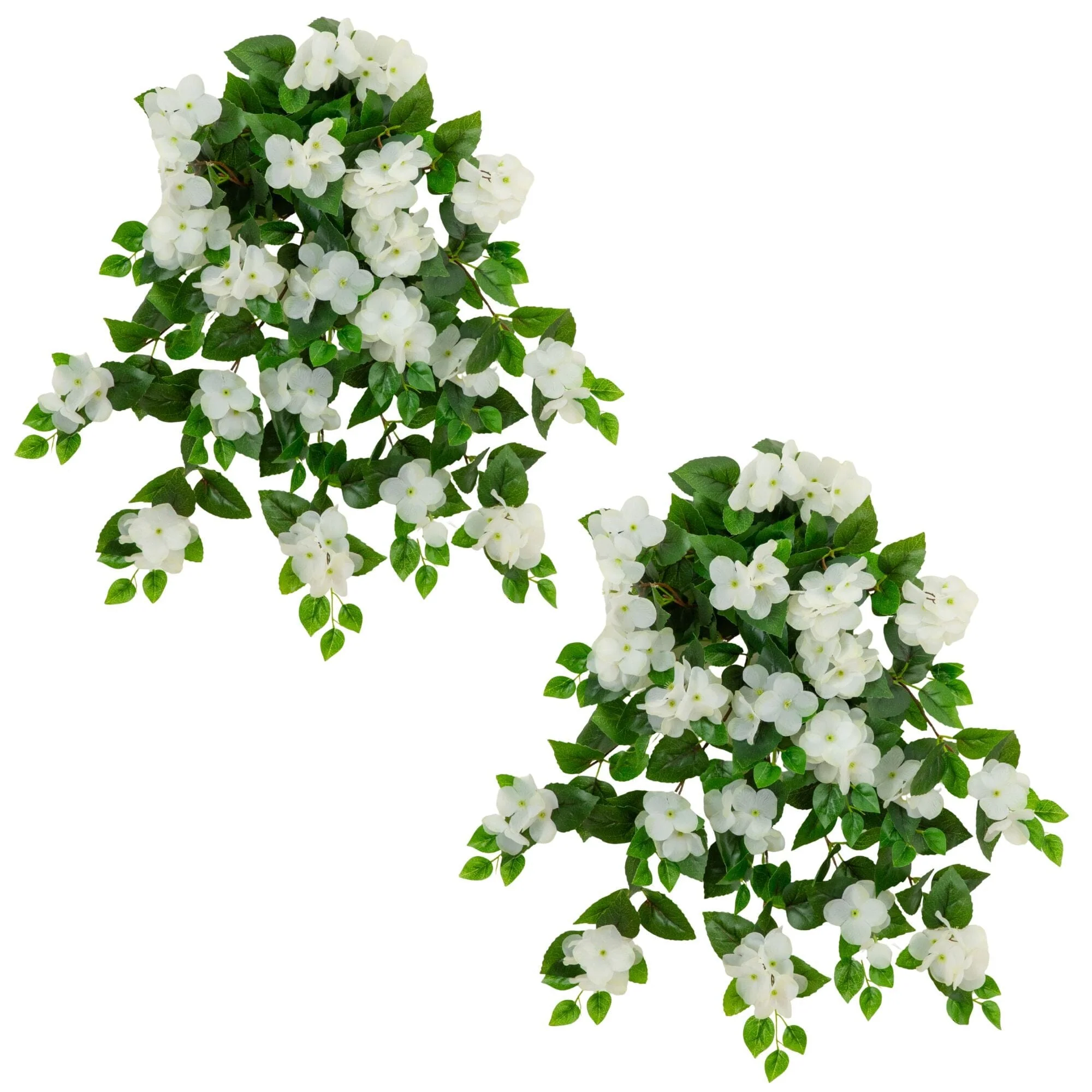 24" UV Resistant Artificial Hydrangea Hanging Plant (Indoor/Outdoor) - Set of 2 - Image 8