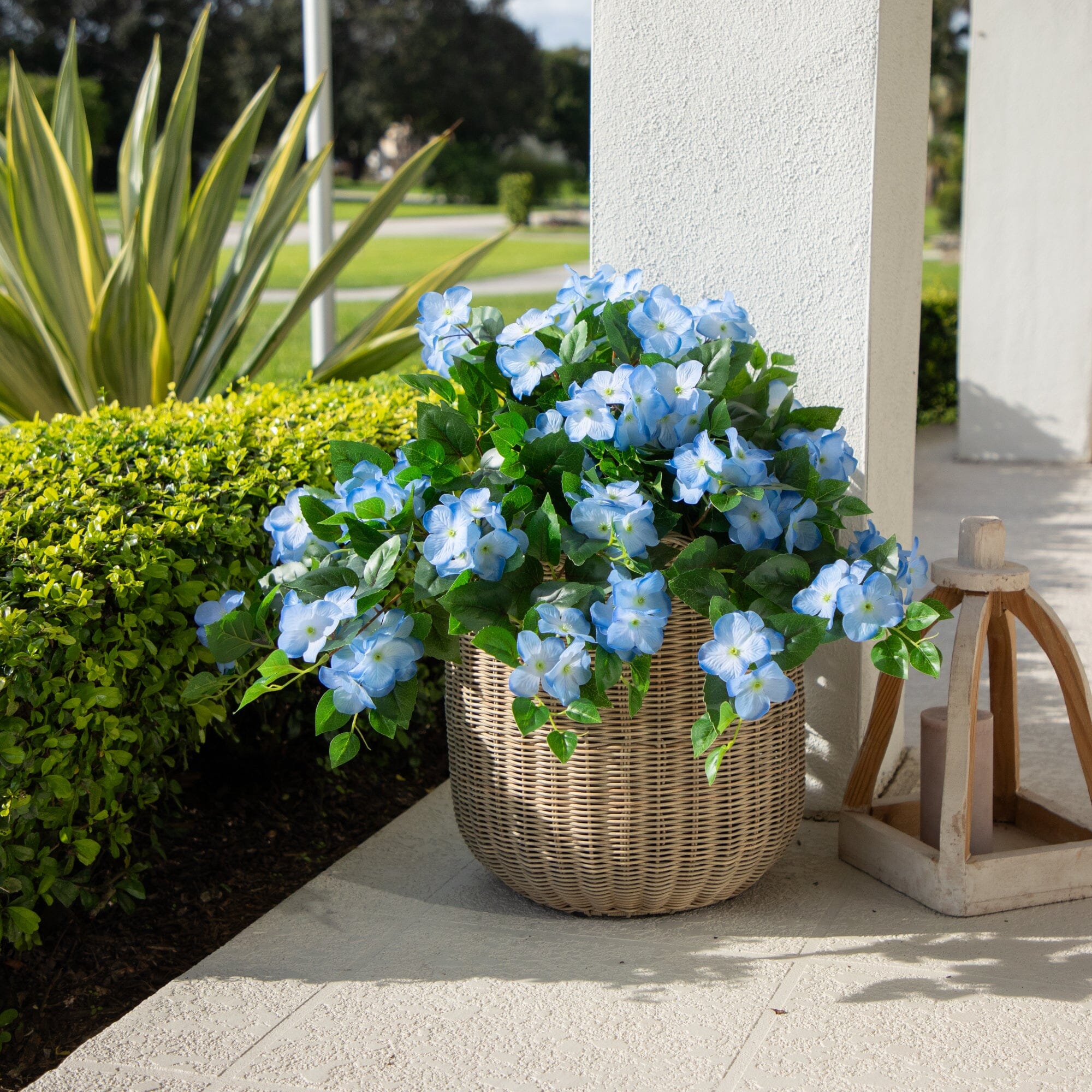 24" UV Resistant Artificial Hydrangea Hanging Plant (Indoor/Outdoor) - Set of 2 - Image 9
