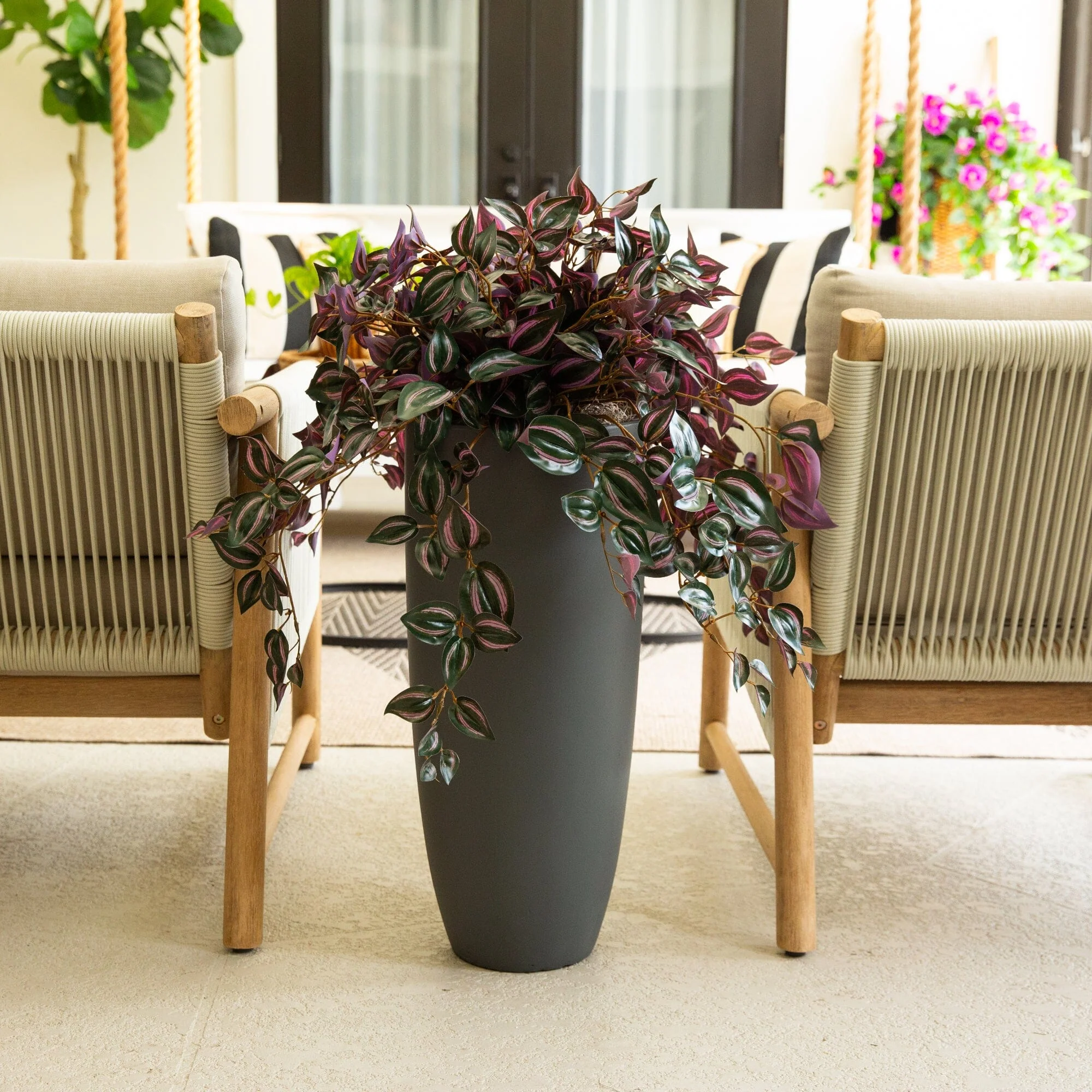 24" UV Resistant Artificial Wandering Jew Hanging Plant (Indoor/Outdoor)- Set of 3 - Image 3