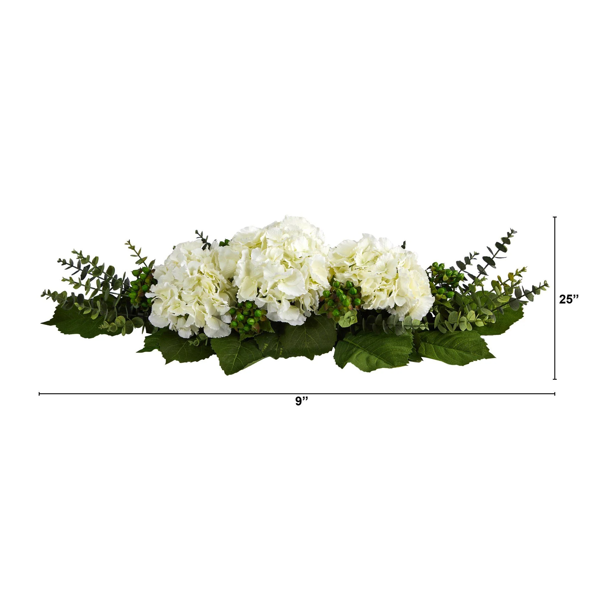 25” Hydrangea and Eucalyptus Artificial Arrangement - Image 2