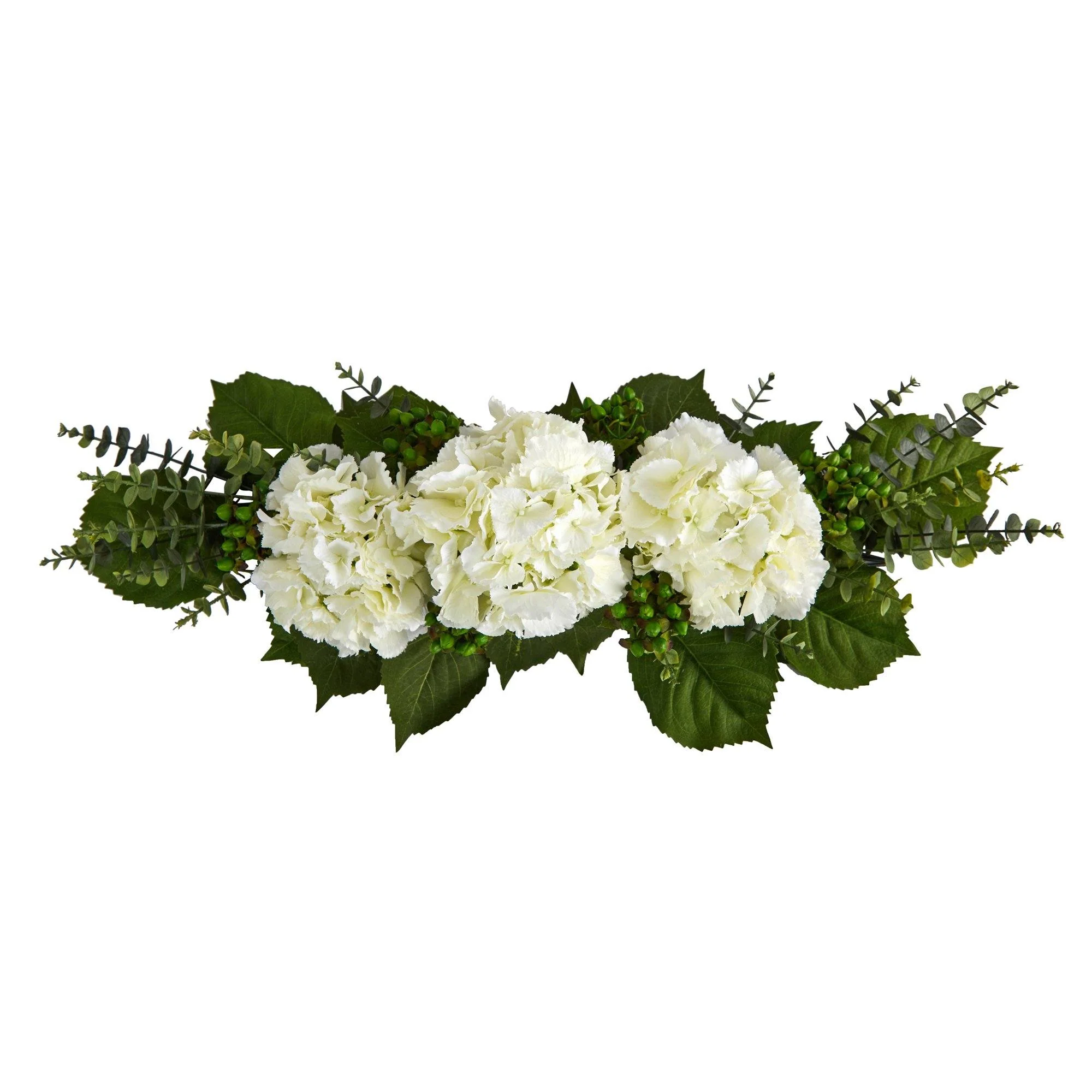 25” Hydrangea and Eucalyptus Artificial Arrangement - Image 3